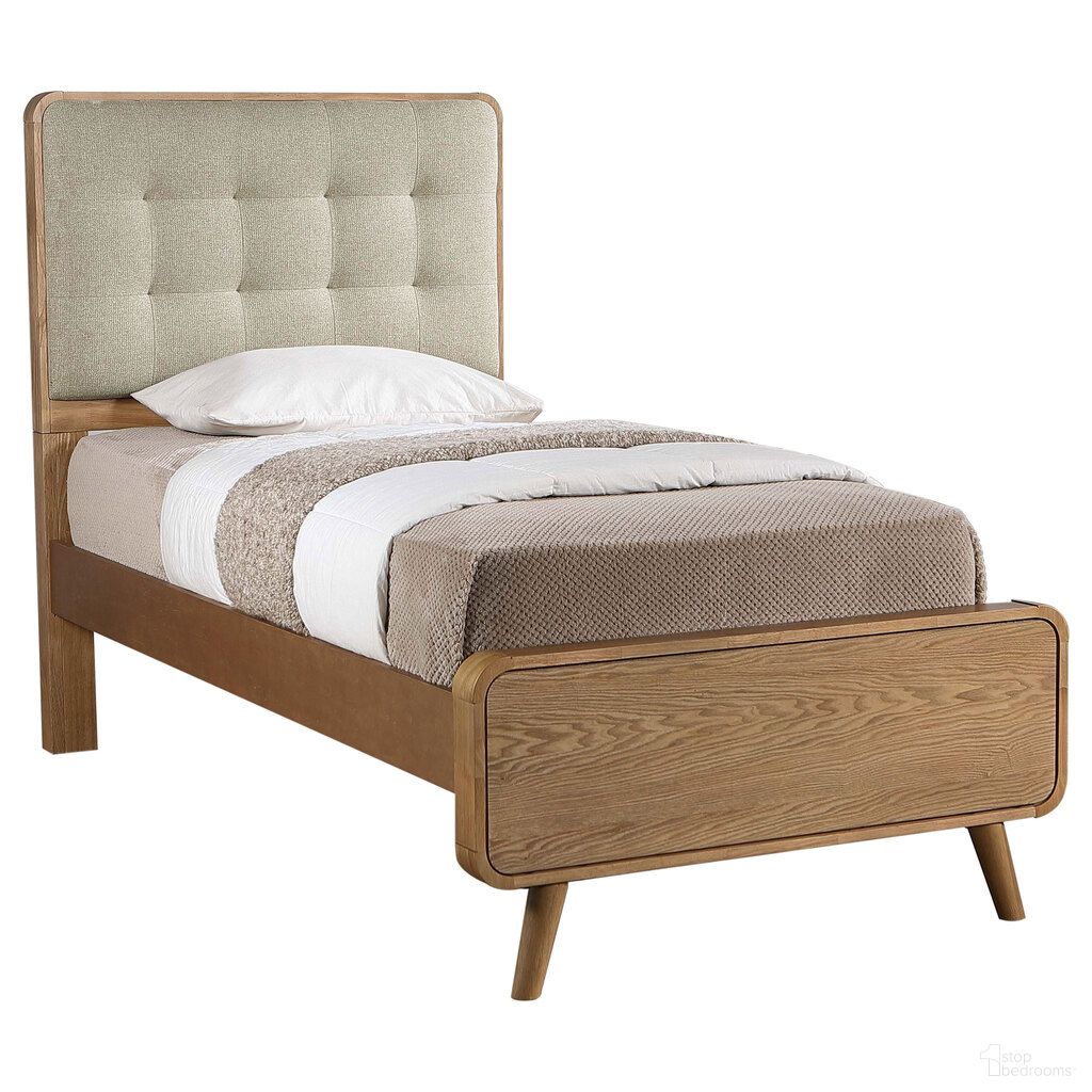 The appearance of Robyn Wood Twin Platform Bed In Light Ash and Cool Beige designed by Coaster in the transitional interior design. This light ash/cool beige piece of furniture was selected by 1StopBedrooms from Robyn Collection to add a touch of cosiness and style into your home. Sku: 225091TB1;225091TB2;225091TB3. Bed Type: Platform Bed. Material: Polyester. Bed Size: Twin.
