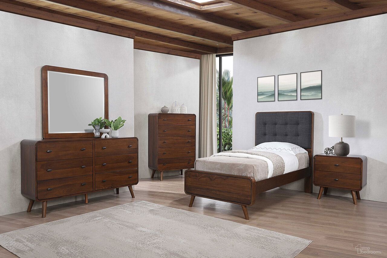 Robyn Youth Platform Bedroom Set In Dark Walnut and Dark Grey