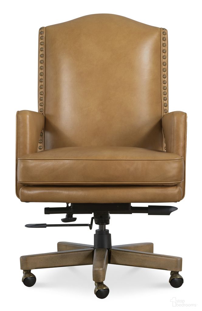 The appearance of Rochelle Executive Swivel Tilt Chair In Brown designed by Hooker in the transitional interior design. This brown piece of furniture was selected by 1StopBedrooms from EC Collection to add a touch of cosiness and style into your home. Sku: EC845-080. Material: Leather.