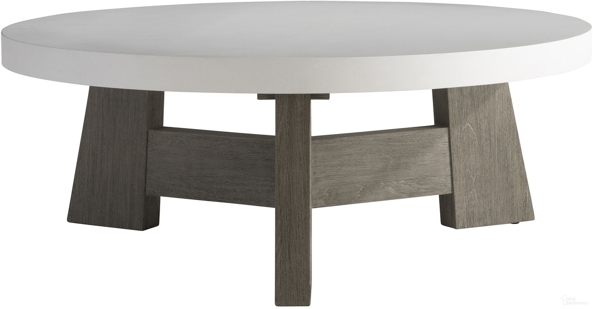 The appearance of Rochelle Outdoor Cocktail Table designed by Bernhardt in the modern / contemporary interior design. This white piece of furniture was selected by 1StopBedrooms from Rochelle Collection to add a touch of cosiness and style into your home. Sku: X04016;X04016T. Table Top Shape: Round. Material: Wood.