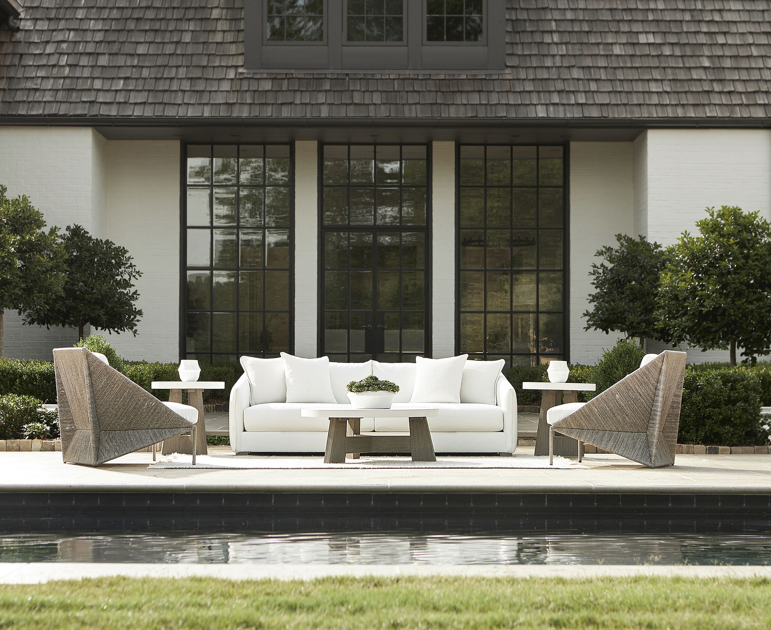 The appearance of Rochelle Outdoor Occasional Table Set designed by Bernhardt in the modern / contemporary interior design. This white piece of furniture was selected by 1StopBedrooms from Rochelle Collection to add a touch of cosiness and style into your home. Sku: X04016;X04016T;X04126;X04126T. Material: Wood.