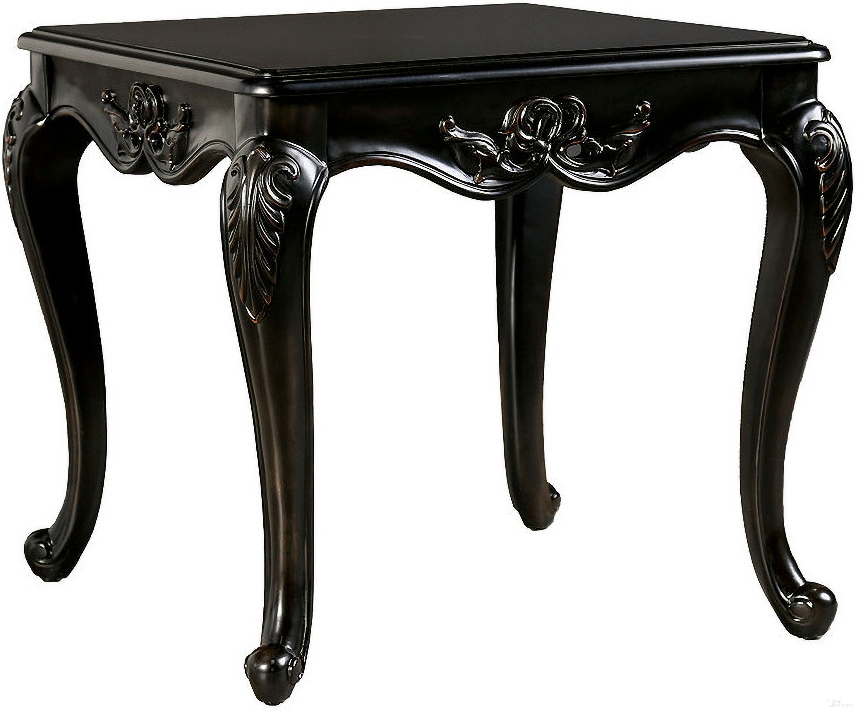 The appearance of Rochester End Table In Black designed by Furniture of America in the traditional interior design. This black piece of furniture  was selected by 1StopBedrooms from Rochester Collection to add a touch of cosiness and style into your home. Sku: FM45001ES-E. Material: Wood Veneer.