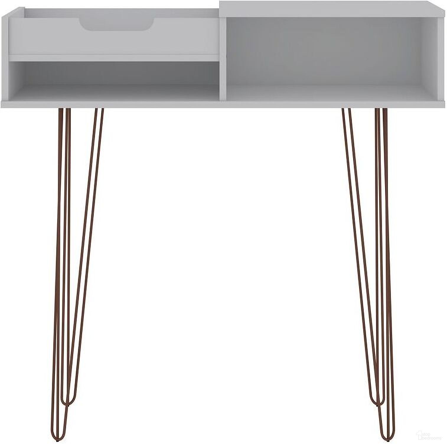 The appearance of Rockefeller 39.37 Entryway Console in White designed by Manhattan Comfort in the transitional interior design. This white piece of furniture was selected by 1StopBedrooms from Rockefeller Collection to add a touch of cosiness and style into your home. Sku: 133GMC1. Material: MDF.