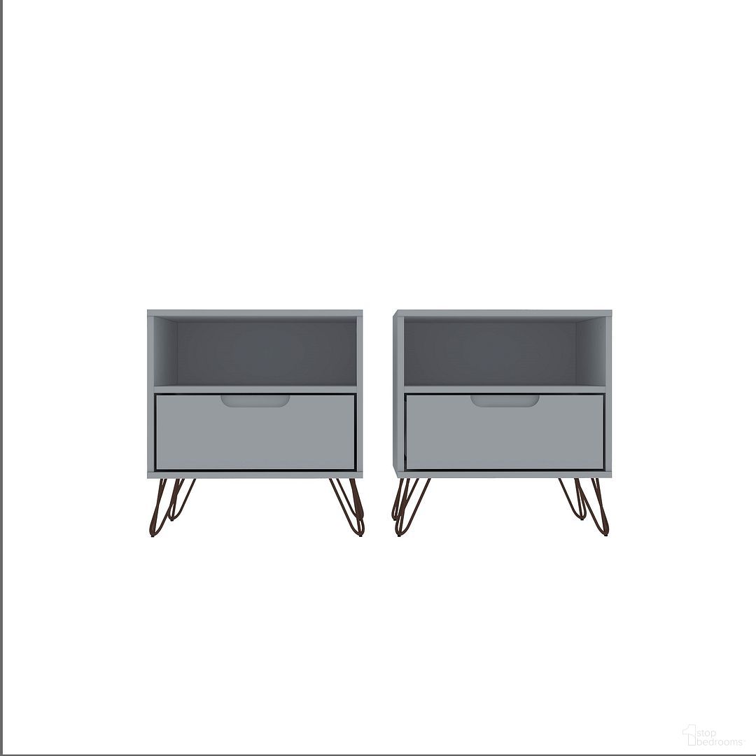The appearance of Rockefeller Nightstand 1.0 - Set of 2 in White designed by Manhattan Comfort in the transitional interior design. This white piece of furniture was selected by 1StopBedrooms from Rockefeller Collection to add a touch of cosiness and style into your home. Sku: 101GMC1;101GMC1. Material: MDF.