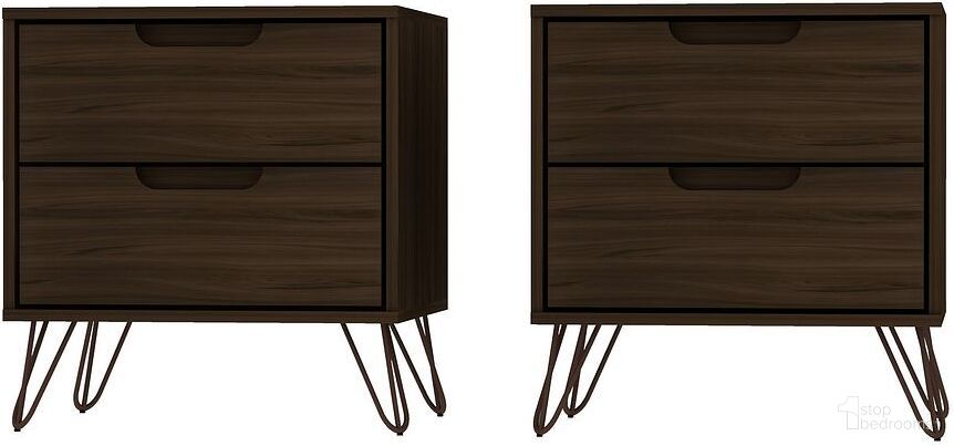 The appearance of Rockefeller Nightstand 2.0 - Set of 2 in Brown designed by Manhattan Comfort in the transitional interior design. This brown piece of furniture  was selected by 1StopBedrooms from Rockefeller Collection to add a touch of cosiness and style into your home. Sku: 102GMC5;102GMC5. Material: MDF.