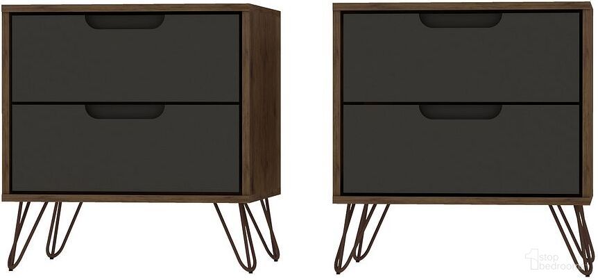 Rockefeller Nightstand 2.0 - Set of 2 in Nature and Textured Grey