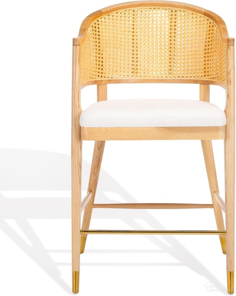 The appearance of Rogue Rattan Barstool In Natural designed by Safavieh Couture in the transitional interior design. This natural piece of furniture  was selected by 1StopBedrooms from Rogue Collection to add a touch of cosiness and style into your home. Sku: SFV4208B. Material: Wood.