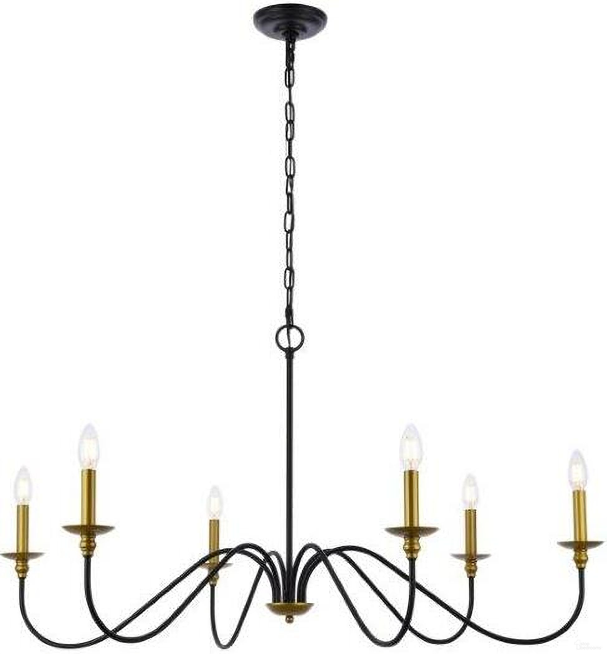 Rohan 42 Inch Chandelier In Matte Black And Brass