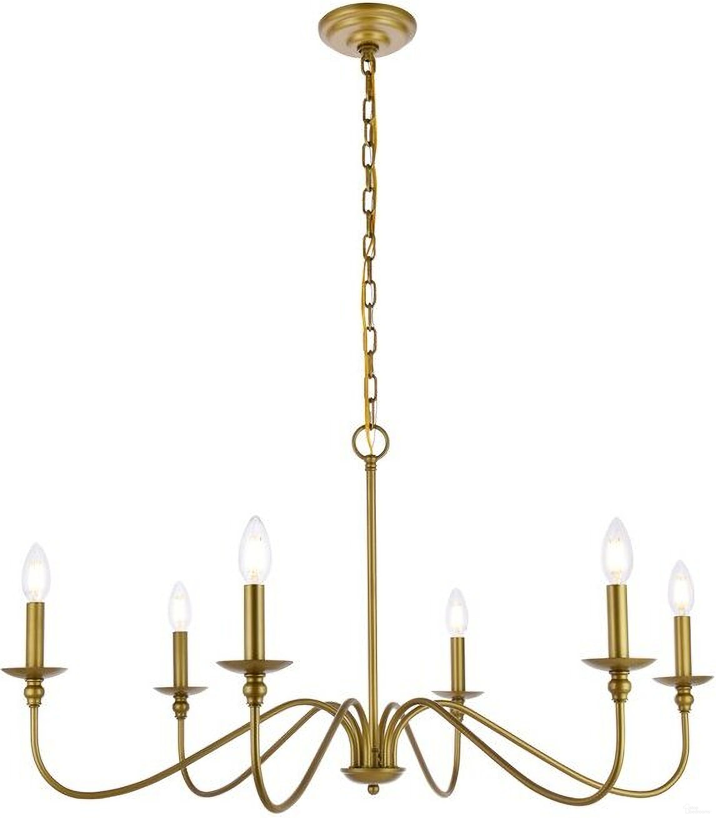 Rohan 6 Lights Brass Chandelier