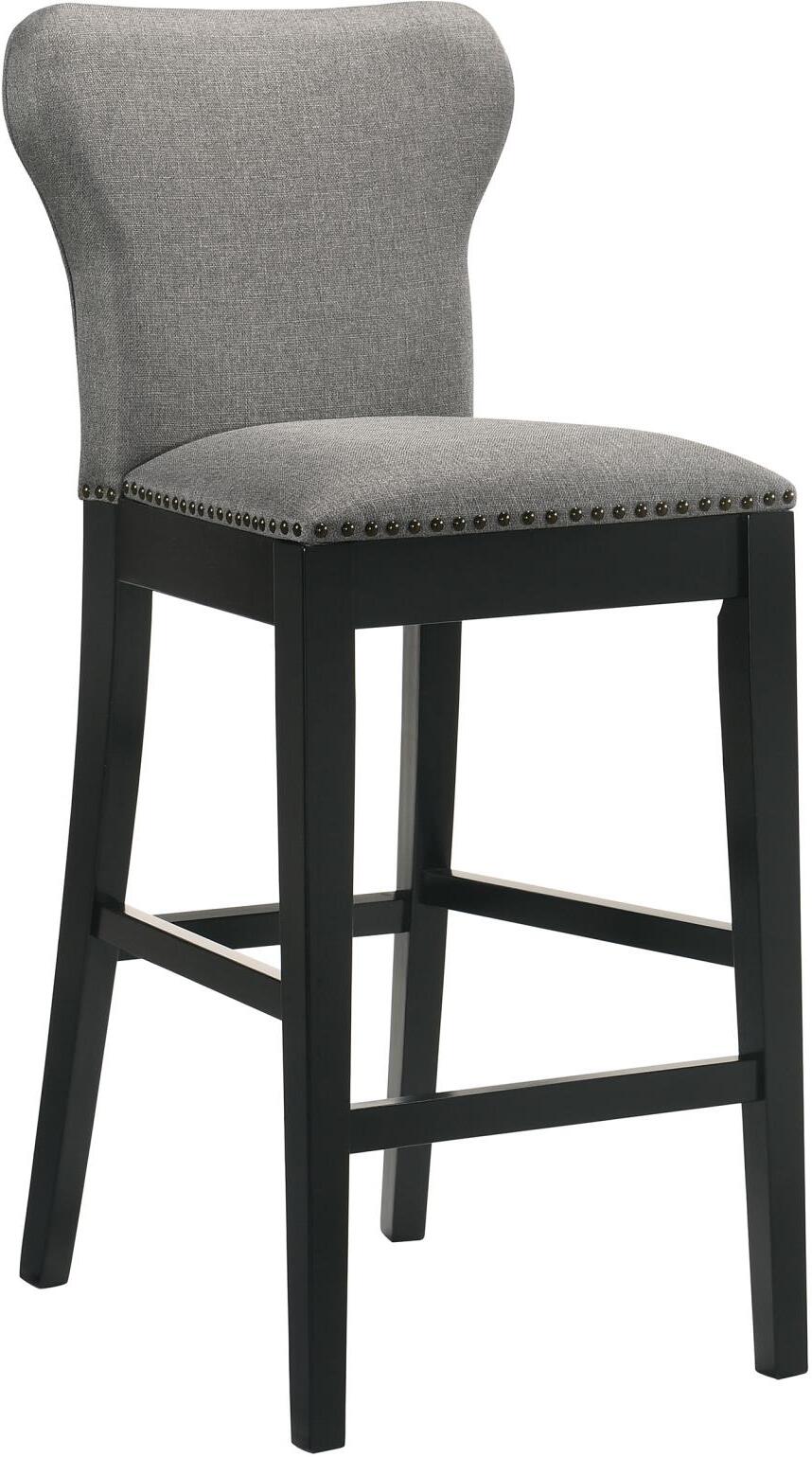 Rolando Upholstered Solid Back Bar Stools with Nailhead Trim Set