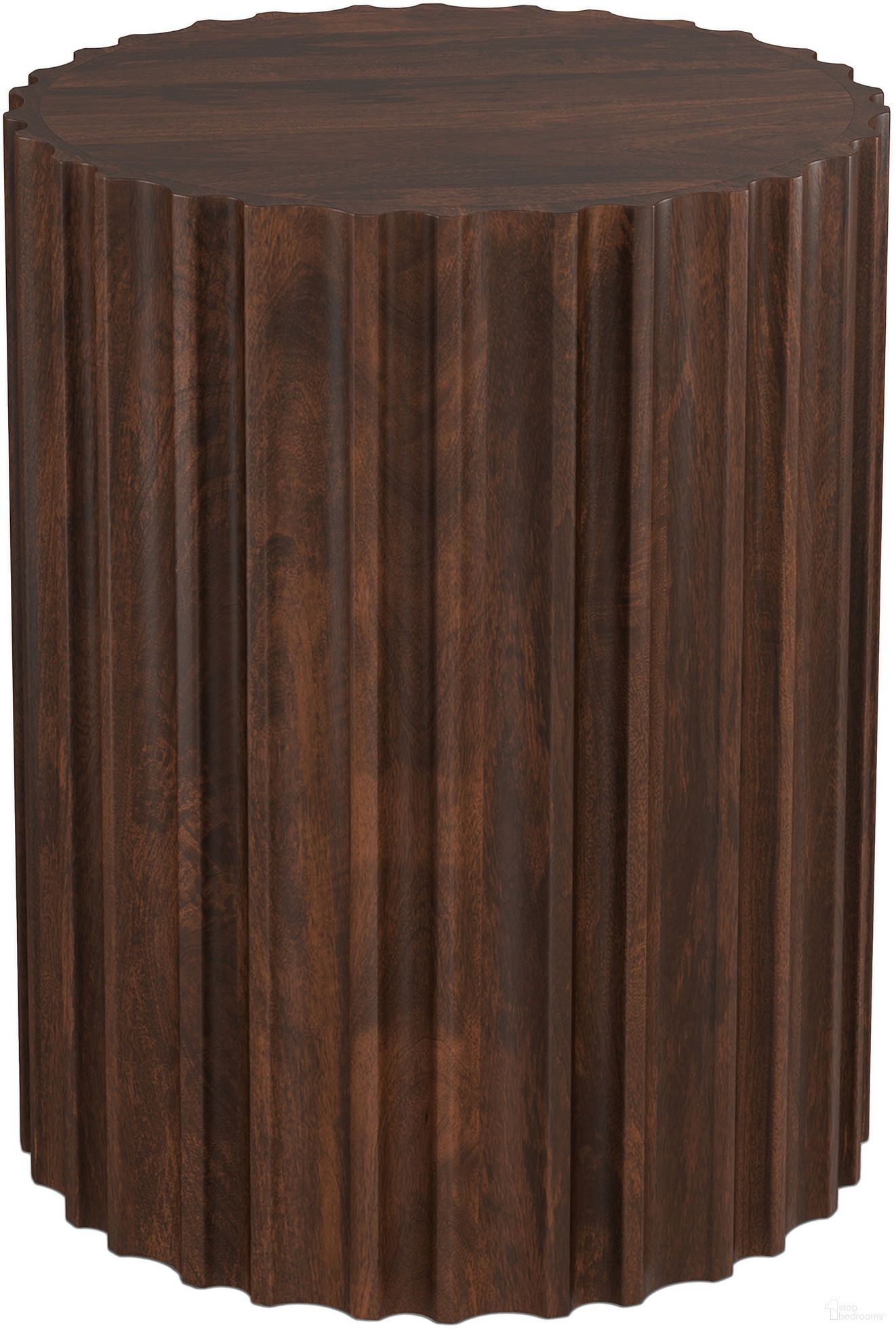 Rolf Solid Mango Side Table In Walnut Brown