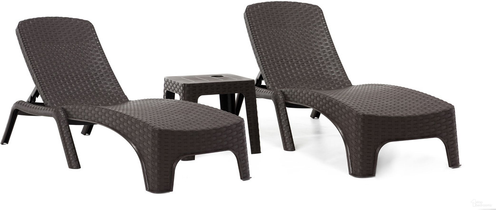 The appearance of Roma 3-Piece Chaise Lounger Set In Brown designed by Rainbow Outdoor in the traditional interior design. This brown piece of furniture  was selected by 1StopBedrooms from Roma Collection to add a touch of cosiness and style into your home. Sku: RBO-ROMA-BRW-3CL. Material: Polypropylene.