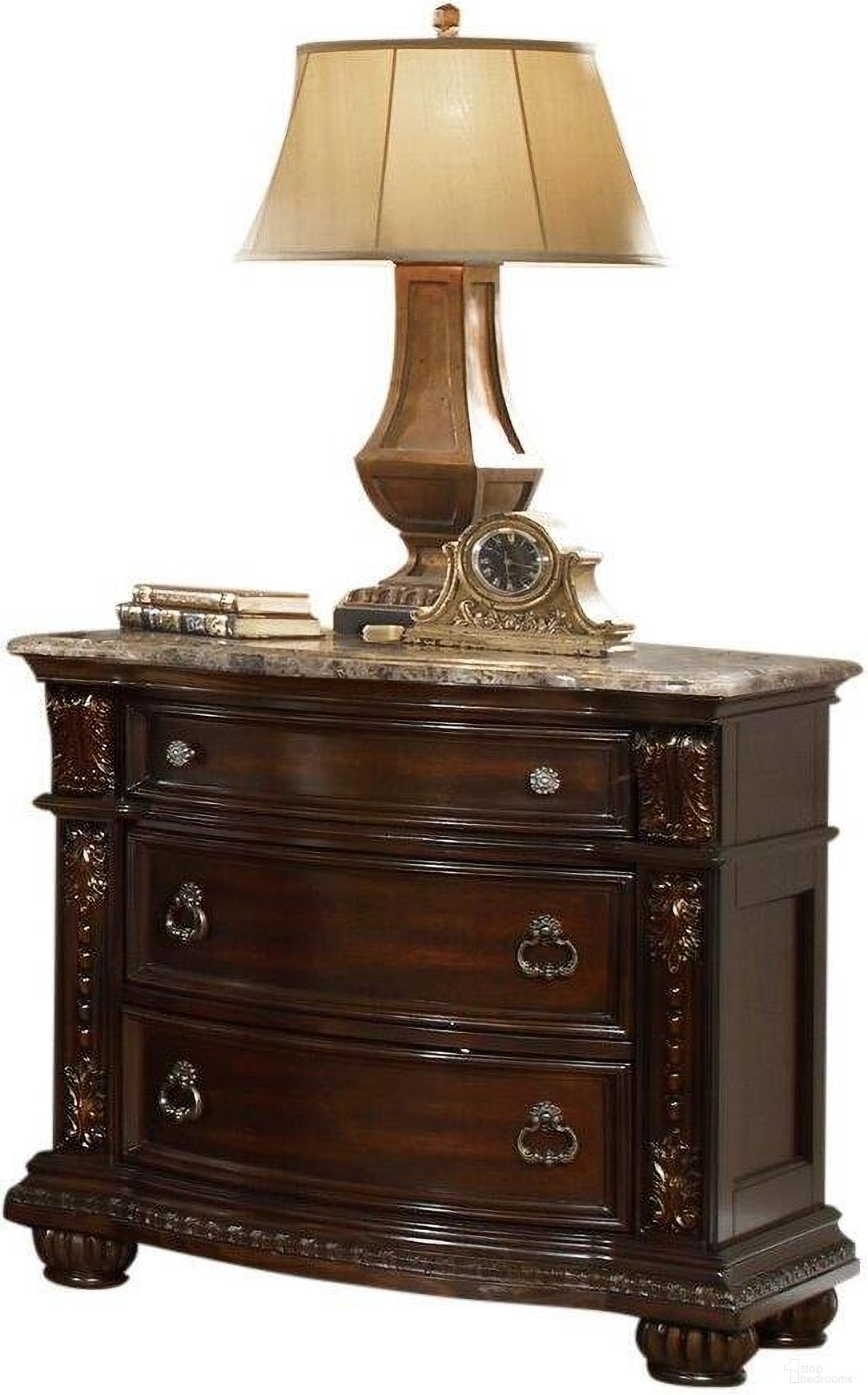 Roma Traditional Style Nightstand Made With Wood In Dark Walnut