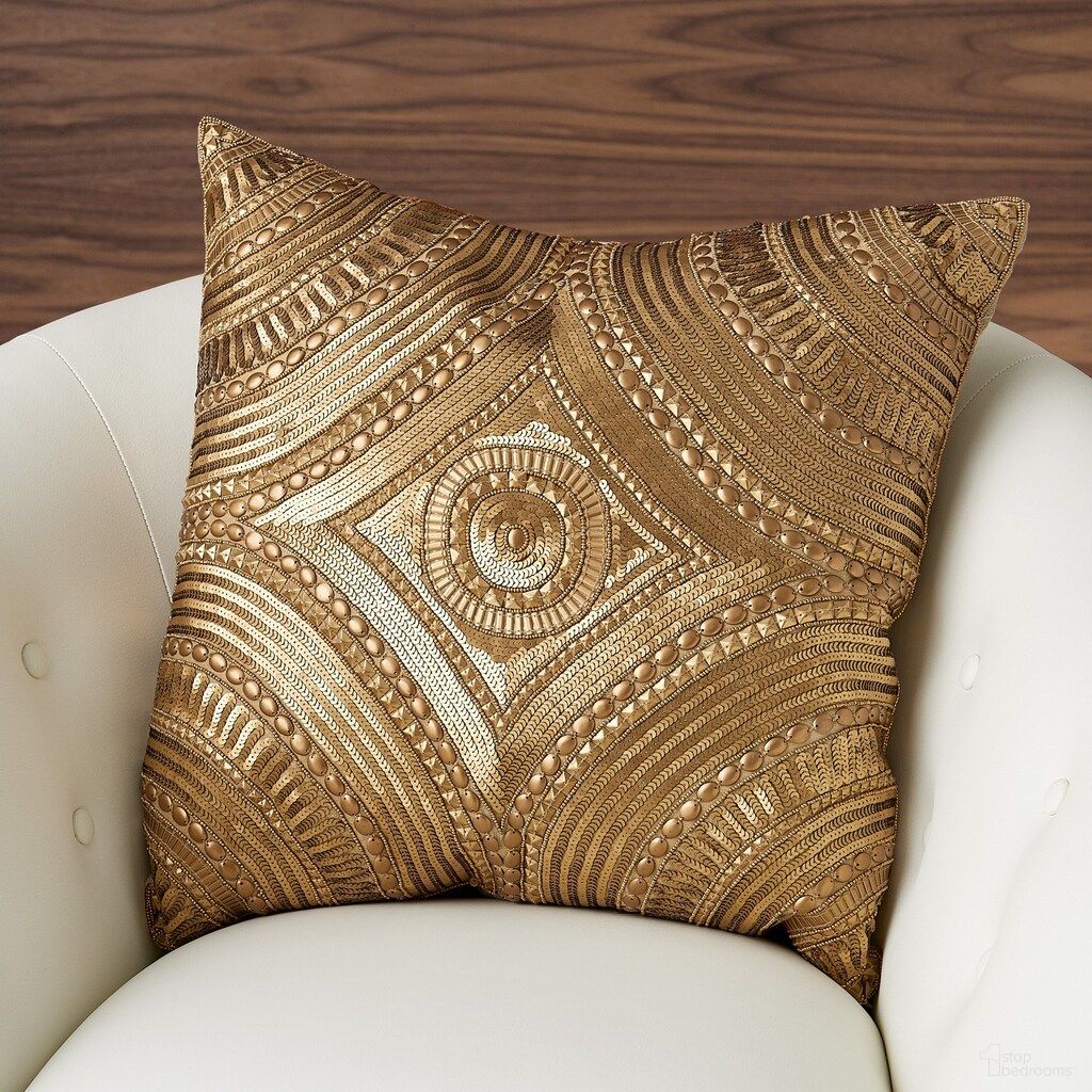 Roman Beaded Pillow In Gold