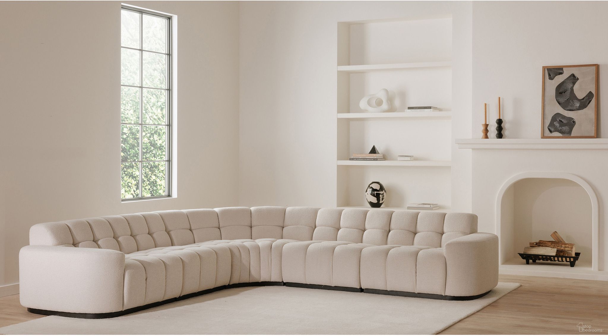 The appearance of Roman L-Shaped Sectional In Oat designed by Moes Home in the modern / contemporary interior design. This oat piece of furniture was selected by 1StopBedrooms from Roman Collection to add a touch of cosiness and style into your home. Sku: OA-1042-34-0. Material: Linen.