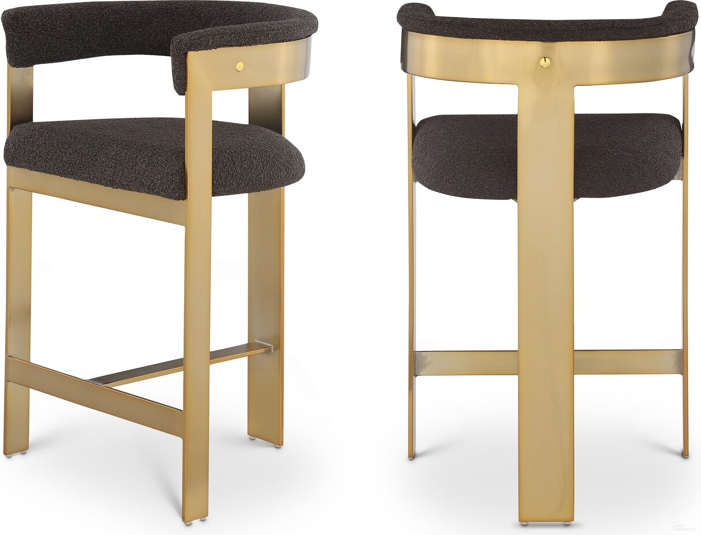 The appearance of Romeo Boucle Fabric Counter Stool Set of 2 In Brown designed by Meridian in the modern / contemporary interior design. This brown piece of furniture was selected by 1StopBedrooms from Romeo Collection to add a touch of cosiness and style into your home. Sku: 876Brown-C. Material: Wood.