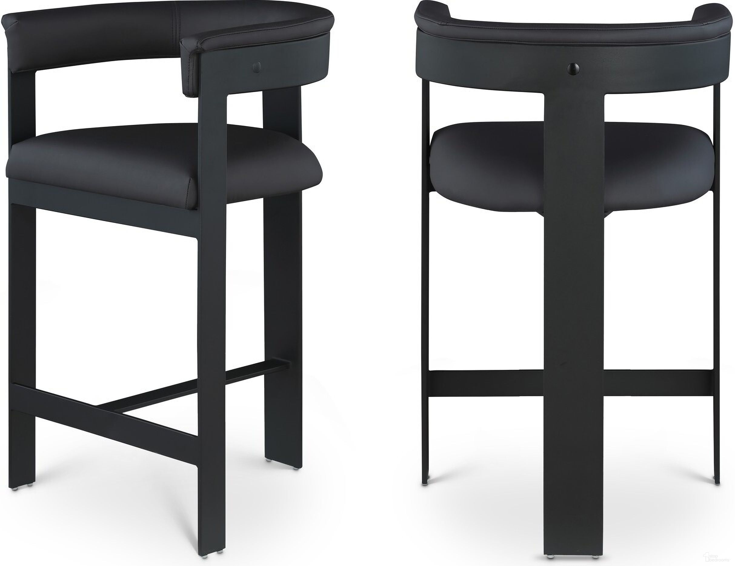 The appearance of Romeo Vegan Leather Counter Stool Set of 2 In Black/Matte Black designed by Meridian in the modern / contemporary interior design. This black piece of furniture was selected by 1StopBedrooms from Romeo Collection to add a touch of cosiness and style into your home. Sku: 414Black-C. Material: Wood.