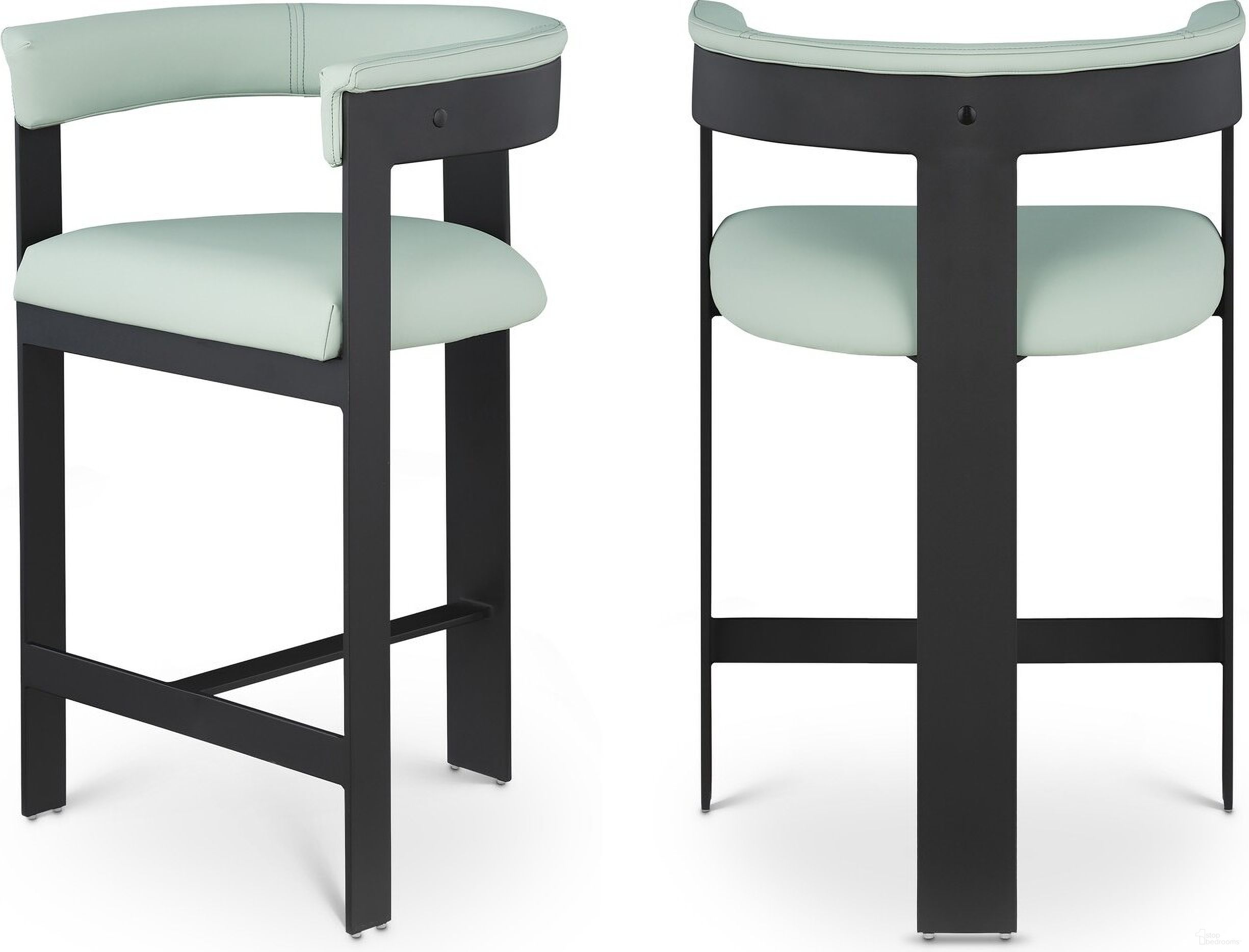 The appearance of Romeo Vegan Leather Counter Stool Set of 2 In Green designed by Meridian in the modern / contemporary interior design. This mint piece of furniture was selected by 1StopBedrooms from Romeo Collection to add a touch of cosiness and style into your home. Sku: 414Mint-C. Material: Wood.