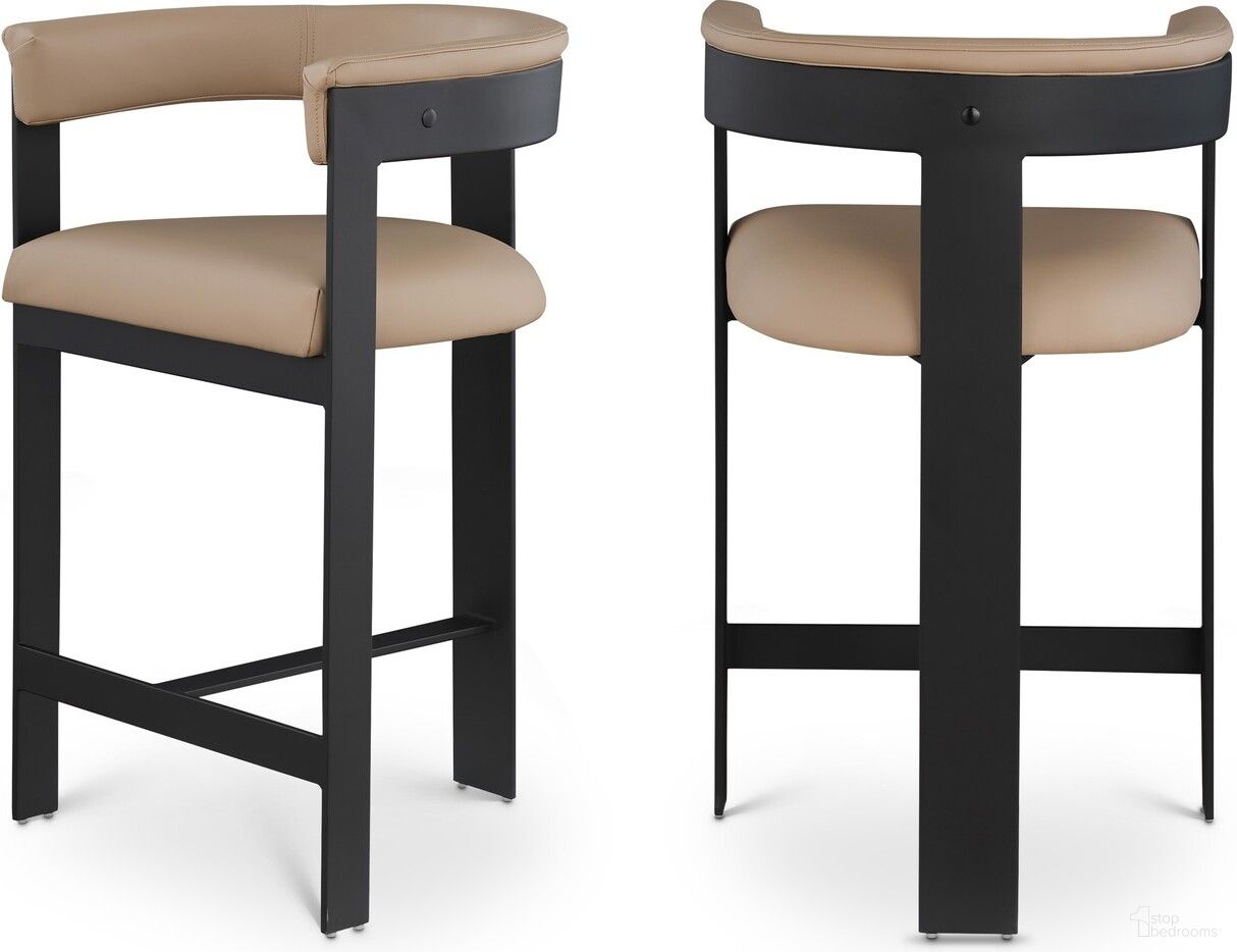 The appearance of Romeo Vegan Leather Counter Stool Set of 2 In Tan designed by Meridian in the modern / contemporary interior design. This tan piece of furniture was selected by 1StopBedrooms from Romeo Collection to add a touch of cosiness and style into your home. Sku: 414Tan-C. Material: Wood.