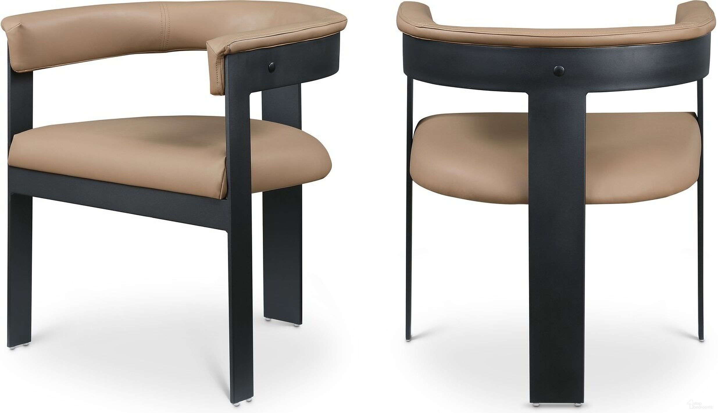 The appearance of Romeo Vegan Leather Dining Chair Set of 2 In Tan designed by Meridian in the modern / contemporary interior design. This tan piece of furniture was selected by 1StopBedrooms from Romeo Collection to add a touch of cosiness and style into your home. Sku: 470Tan-C. Material: Wood. Chair Type: Arm Chair.