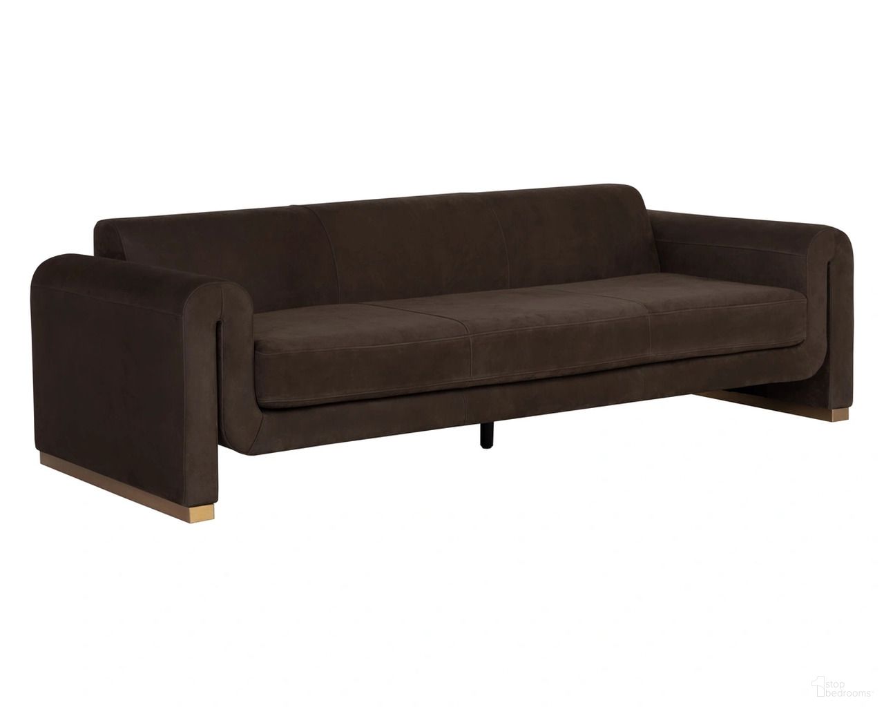 Romer Sofa In Brushed Gold and Nubuck Cocoa
