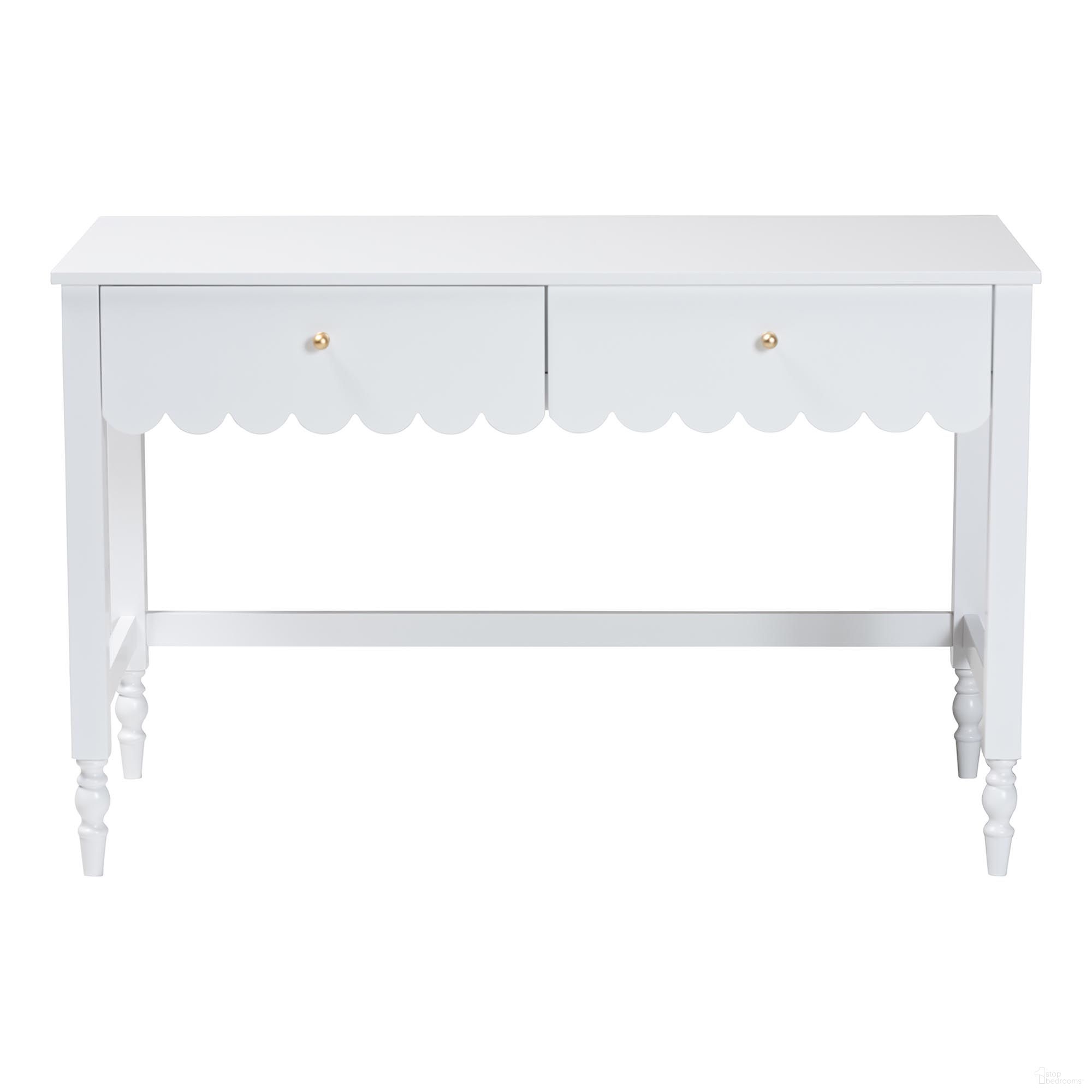 Roni Writing Desk with Drawers In White