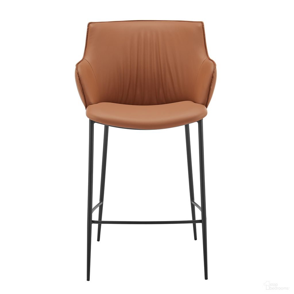 The appearance of Ronja Counter Stool In Dark Caramel designed by Euro Style in the modern / contemporary interior design. This dark caramel piece of furniture was selected by 1StopBedrooms from Ronja Collection to add a touch of cosiness and style into your home. Sku: 30982-COG. Material: Leather.