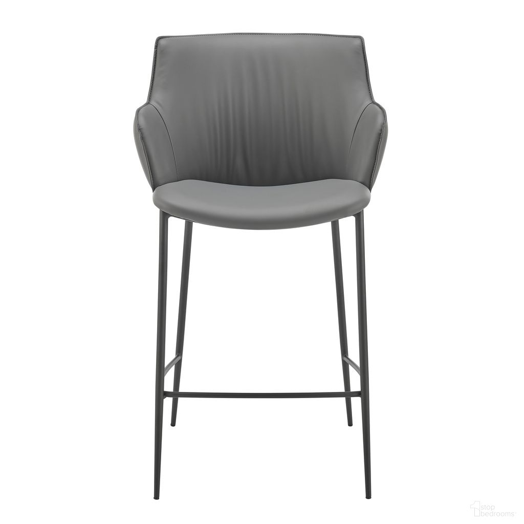 The appearance of Ronja Counter Stool In Gray designed by Euro Style in the modern / contemporary interior design. This gray piece of furniture  was selected by 1StopBedrooms from Ronja Collection to add a touch of cosiness and style into your home. Sku: 30982-GRY. Material: Leather.