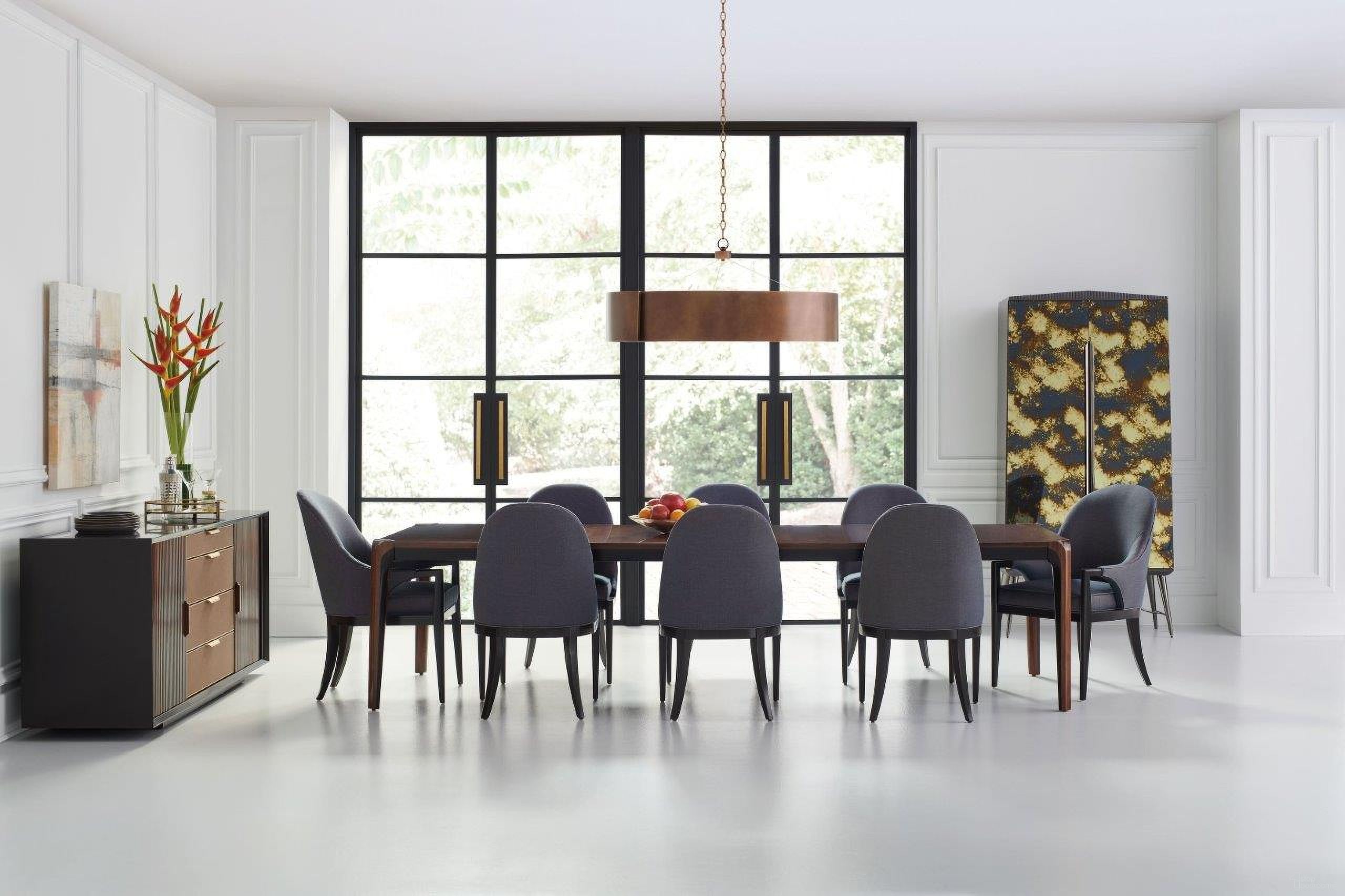 The appearance of Room For More Rich Walnut And Dark Chocolate Extendable Dining Room Set designed by Caracole in the transitional interior design. This brown piece of furniture was selected by 1StopBedrooms from Caracole Classic Collection to add a touch of cosiness and style into your home. Sku: CLA-020-209;CLA-020-285. Table Base Style: Legs. Material: Wood. Table Top Shape: Rectangular. Size: 44" x 73".