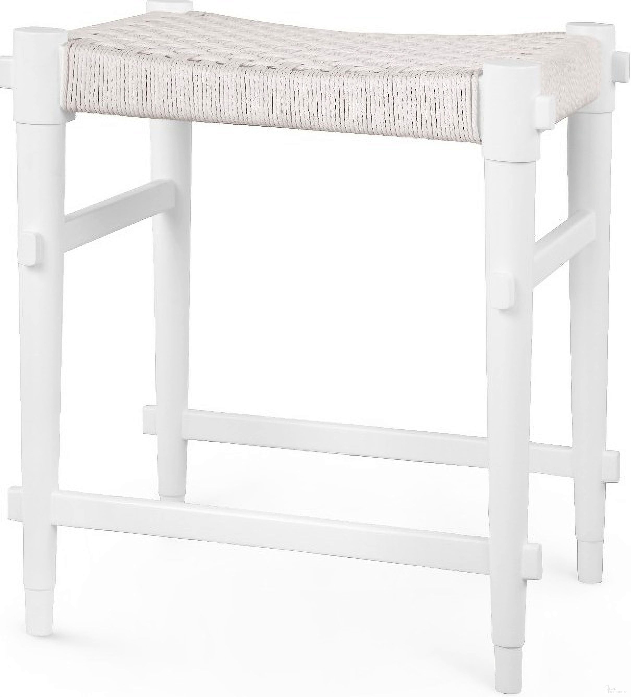The appearance of Rope Counter Stool In Eggshell White designed by Villa & House in the transitional interior design. This eggshell white piece of furniture was selected by 1StopBedrooms from Rope Collection to add a touch of cosiness and style into your home. Sku: RPE-575-09. Material: Wood.