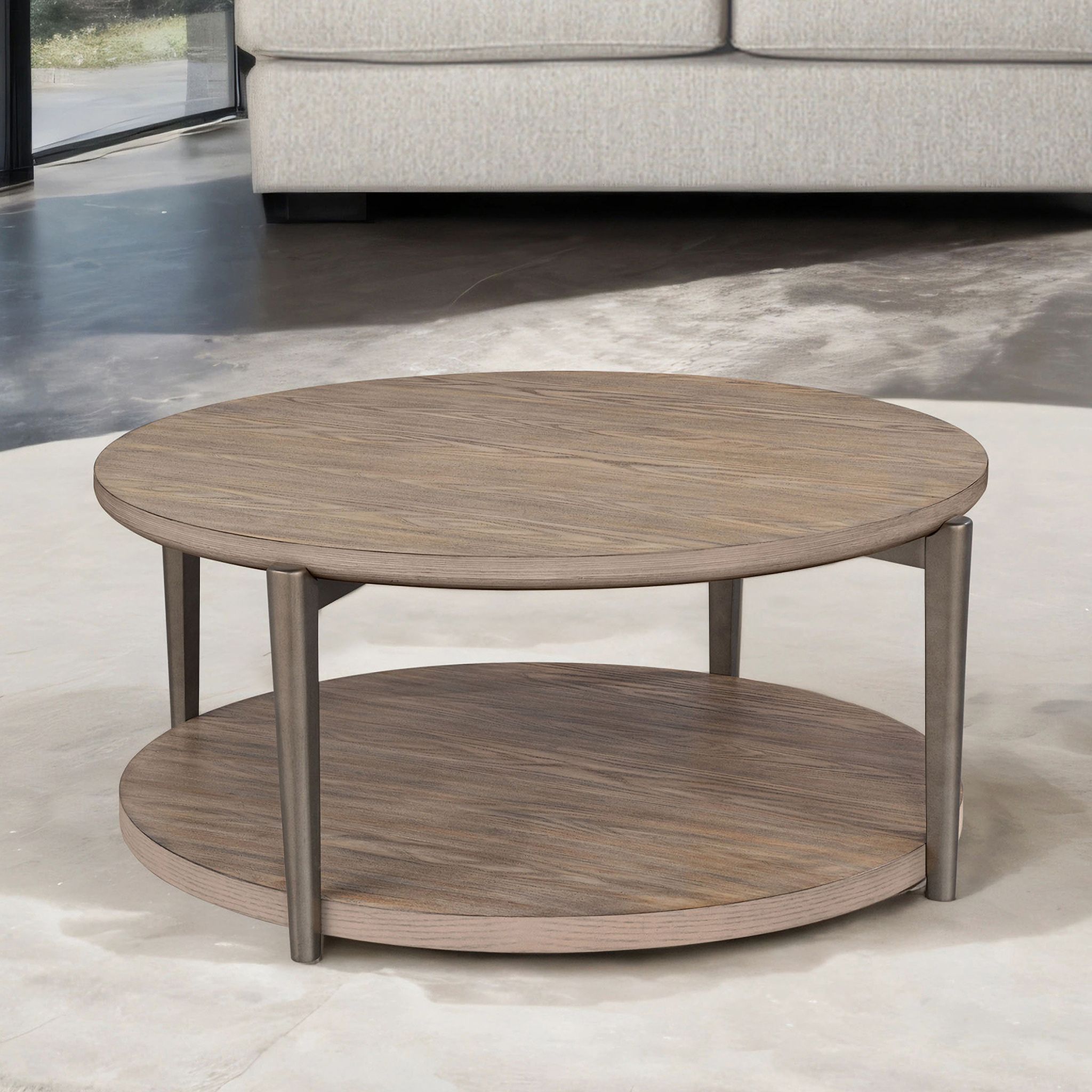 The appearance of Roros Round Cocktail Table In Natural designed by Furniture of America in the modern / contemporary interior design. This natural piece of furniture  was selected by 1StopBedrooms from Roros Collection to add a touch of cosiness and style into your home. Sku: FM44008NT-CR. Material: Ash Veneer.