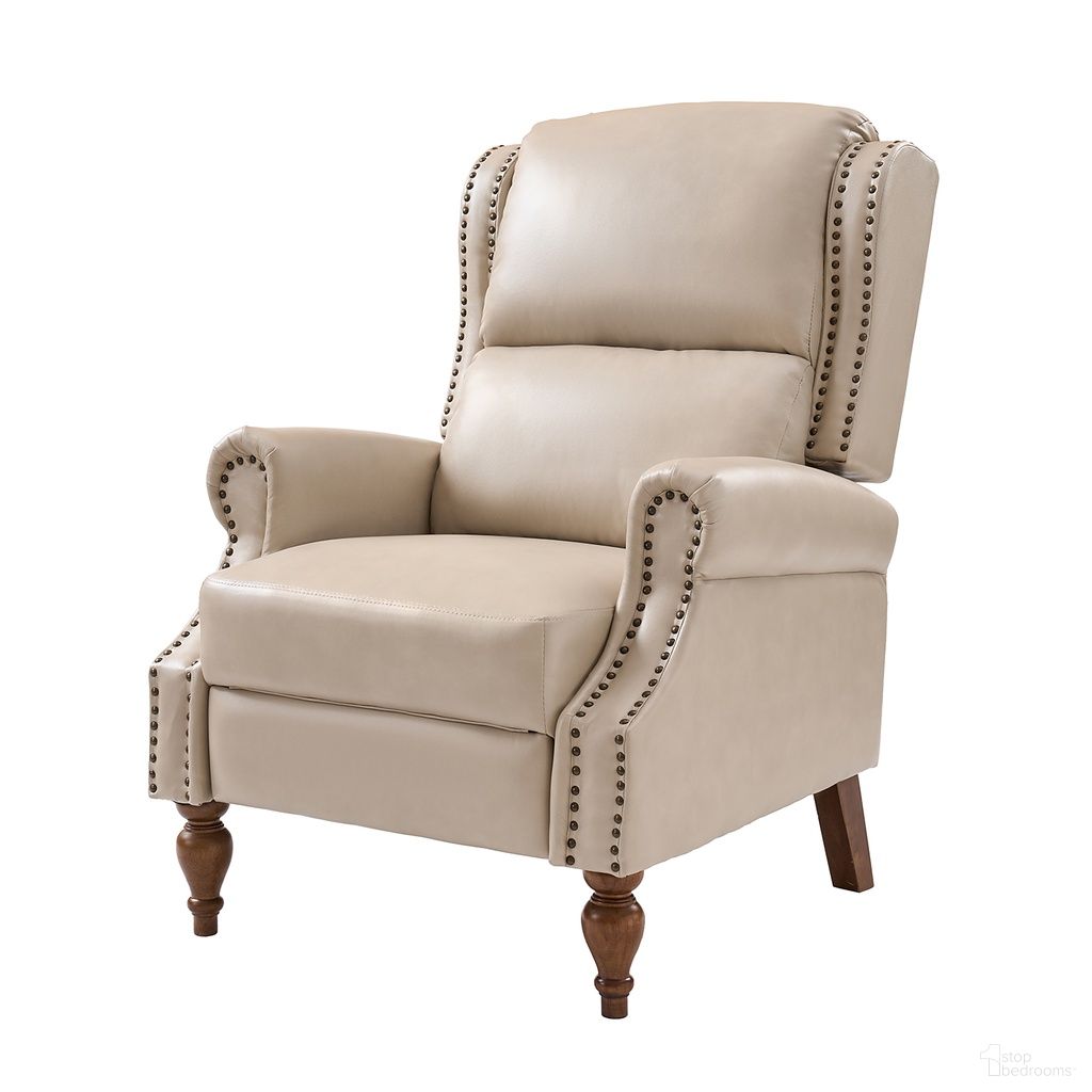 Rosalie Vegan Leather Manual Recliner In Beige