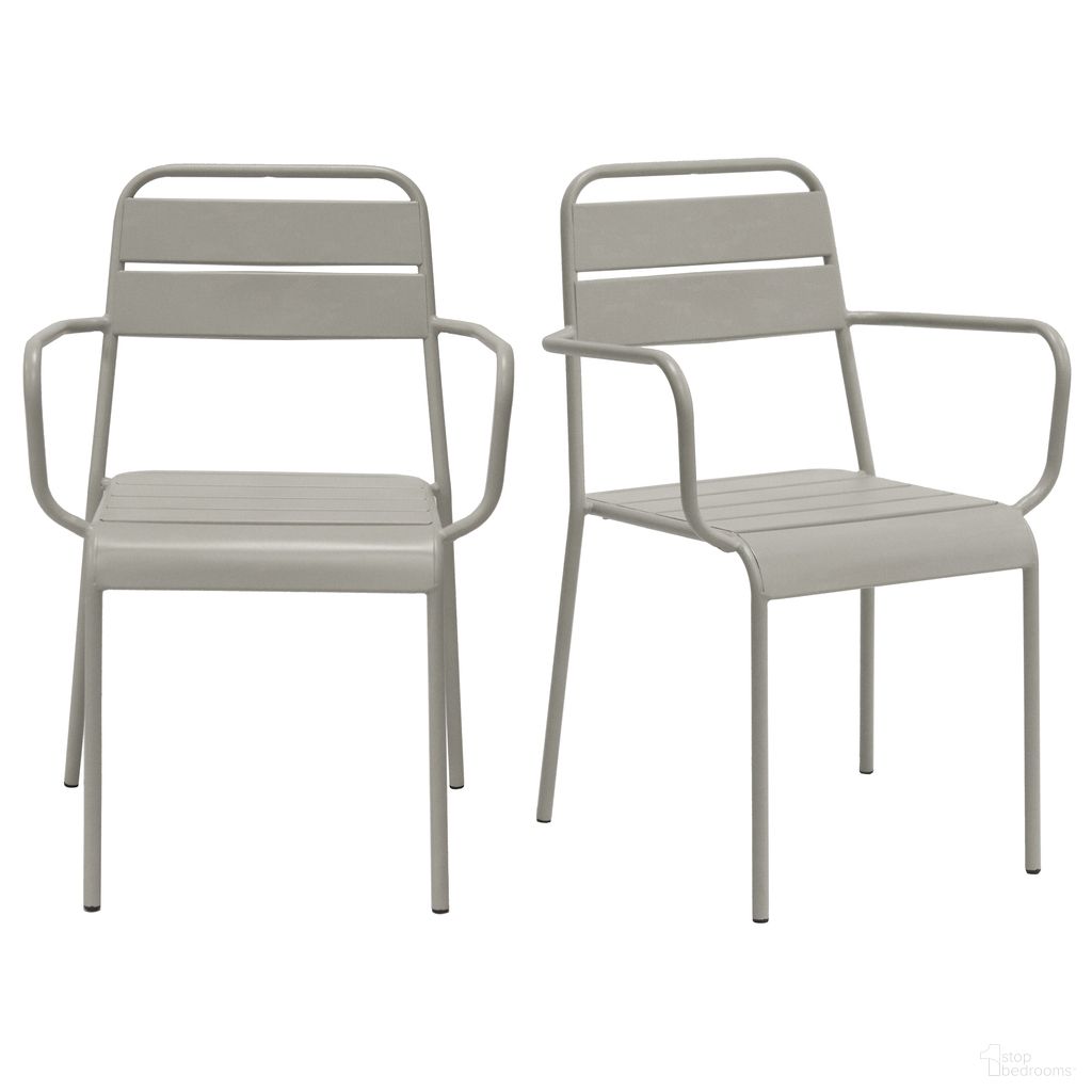 The appearance of Rosco Stackable Outdoor Armchair Set of 2 In Oyster Gray designed by Euro Style in the modern / contemporary interior design. This oyster gray piece of furniture  was selected by 1StopBedrooms from Rosco Collection to add a touch of cosiness and style into your home. Sku: 90865-OYSGRY. Material: Steel.