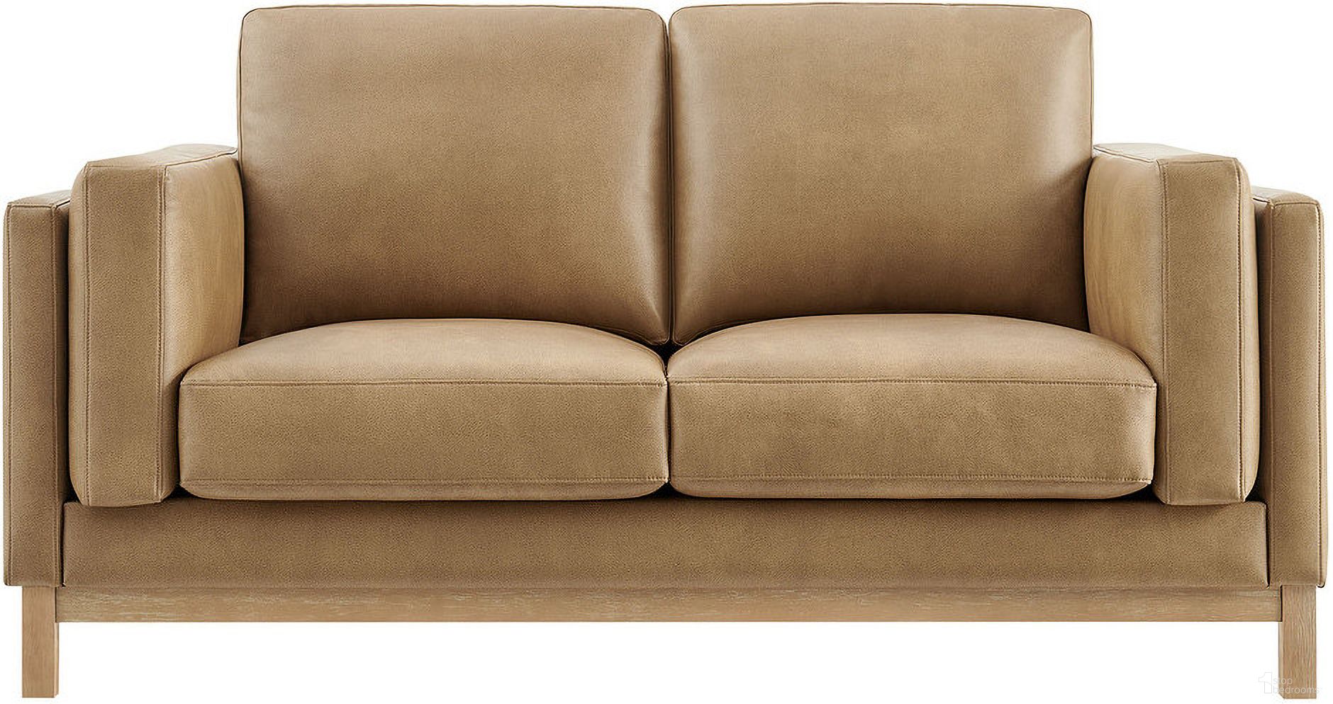 The appearance of Roscoe 63 Inch Vegan Leather Loveseat In Toast designed by Modway in the modern / contemporary interior design. This toast piece of furniture was selected by 1StopBedrooms from Roscoe Collection to add a touch of cosiness and style into your home. Sku: EEI-7336-TST. Material: Leather.