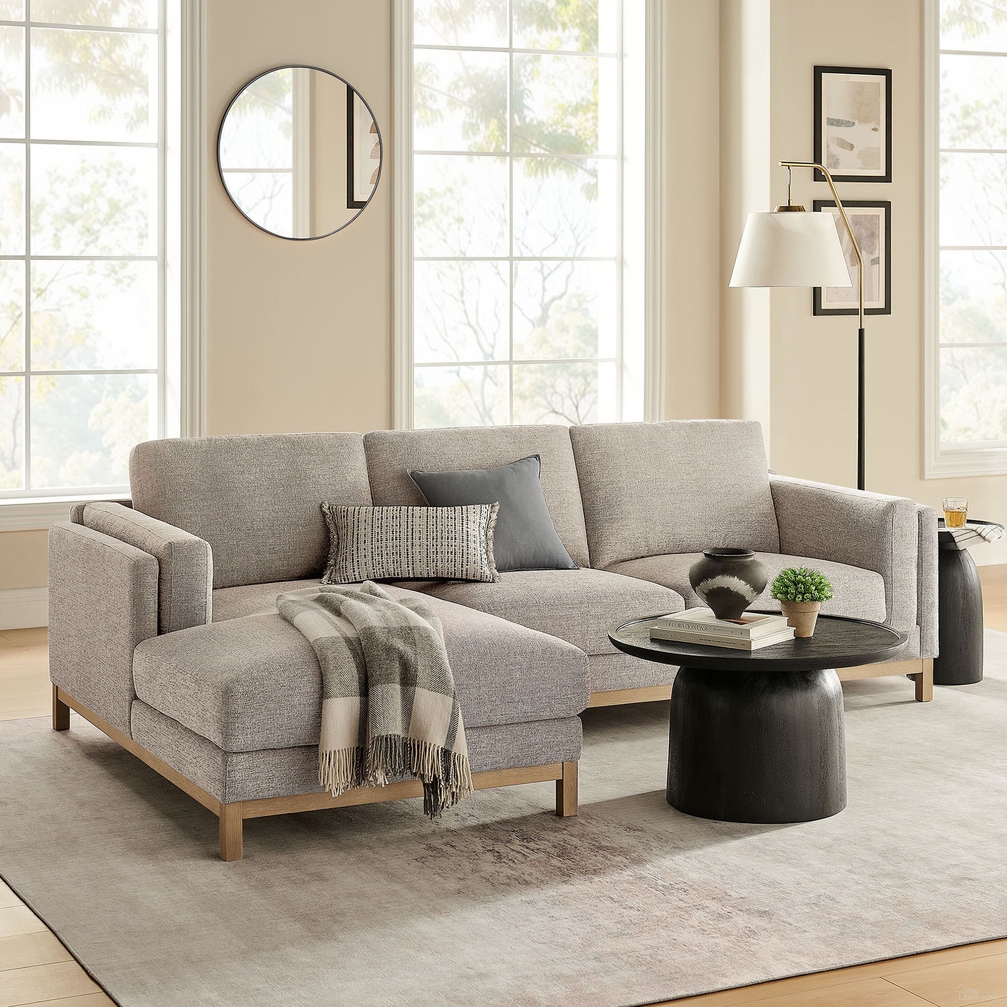 The appearance of Roscoe Left-Facing Fabric Sectional Sofa With Chaise In Pewter designed by Modway in the transitional interior design. This pewter piece of furniture was selected by 1StopBedrooms from Roscoe Collection to add a touch of cosiness and style into your home. Sku: EEI-7331-PEW;EEI-7332-PEW. Material: Chenille.