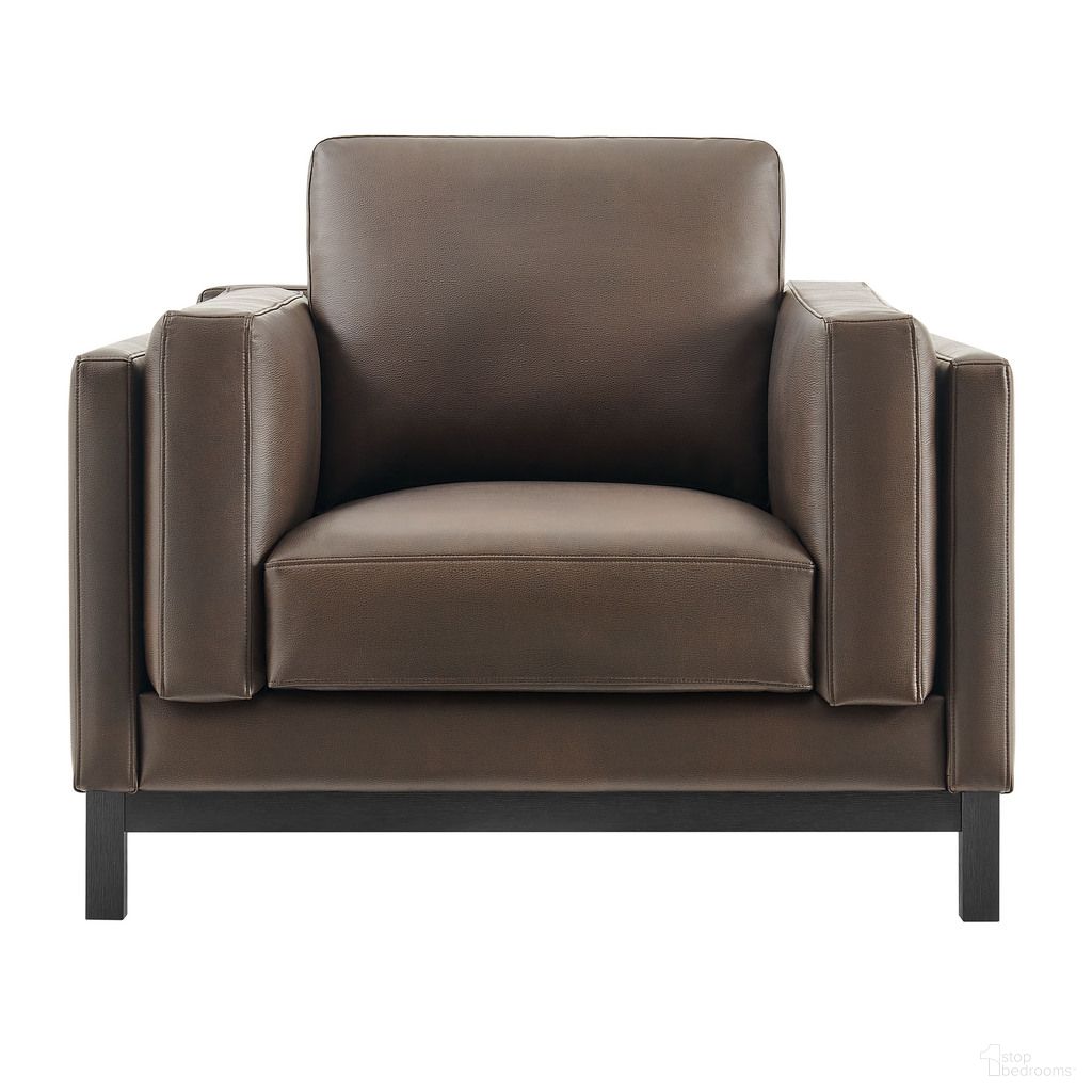 The appearance of Roscoe Vegan Leather Armchair In Espresso designed by Modway in the modern / contemporary interior design. This espresso piece of furniture was selected by 1StopBedrooms from Roscoe Collection to add a touch of cosiness and style into your home. Sku: EEI-7337-ESP. Material: Leather.