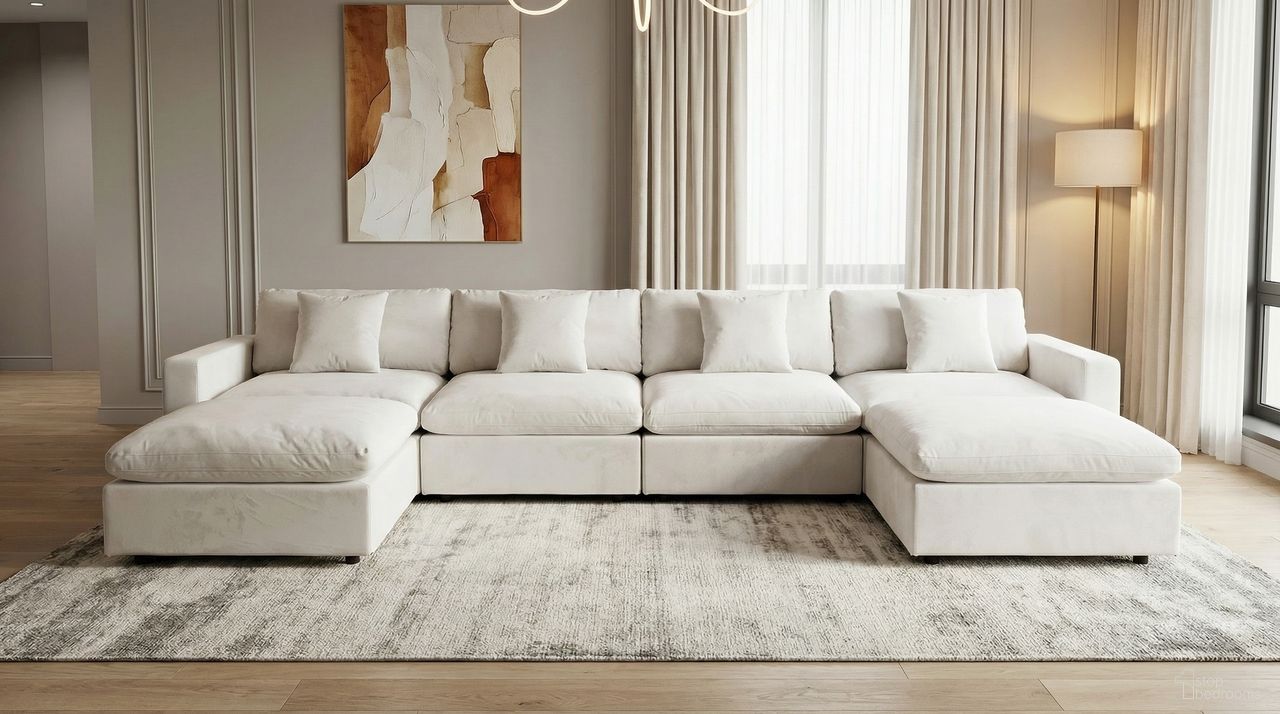 The appearance of Rosedale 4PC Modular Sectional with 2 Reversible Ottoman In Beige Velvet designed by Premier Home in the modern / contemporary interior design. This beige piece of furniture was selected by 1StopBedrooms from Rosedale Collection to add a touch of cosiness and style into your home. Sku: FS032-BG-AR;FS032-BG-AR;FS032-BG-AR;FS032-BG-AR;FS032-BG-AR;FS032-BG-AR;FS032-BG-ST;FS032-BG-ST;FS032-BG-ST;FS032-BG-ST;FS032-BG-ST;FS032-BG-ST. Material: Velvet. Layout: U-Shape.