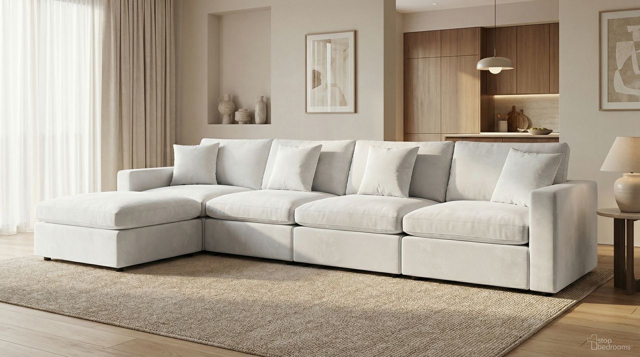 The appearance of Rosedale 4PC Modular Sectional with Reversible Ottoman In Beige Velvet designed by Premier Home in the modern / contemporary interior design. This beige piece of furniture was selected by 1StopBedrooms from Rosedale Collection to add a touch of cosiness and style into your home. Sku: FS032-BG-AR;FS032-BG-AR;FS032-BG-AR;FS032-BG-AR;FS032-BG-AR;FS032-BG-AR;FS032-BG-ST;FS032-BG-ST;FS032-BG-ST;FS032-BG-ST;FS032-BG-ST. Material: Velvet. Layout: LAF.