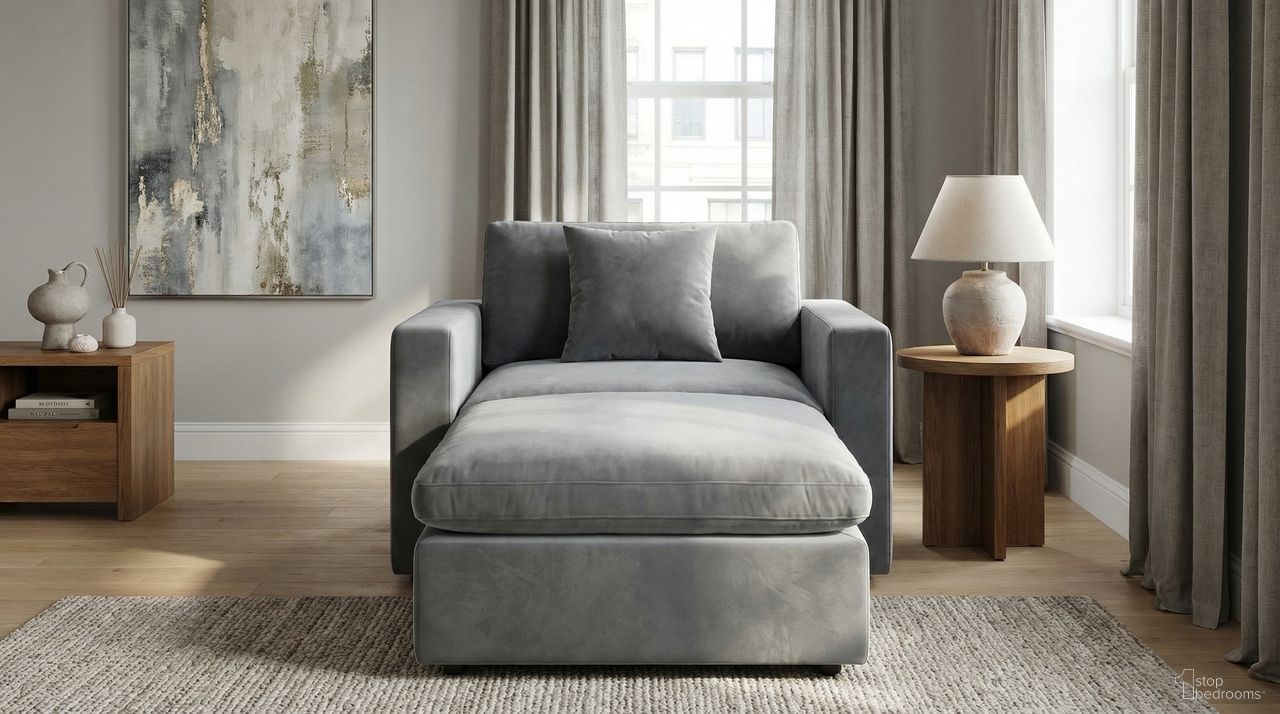 The appearance of Rosedale Chair with Reversible Ottoman In Grey Velvet designed by Premier Home in the modern / contemporary interior design. This grey piece of furniture was selected by 1StopBedrooms from Rosedale Collection to add a touch of cosiness and style into your home. Sku: FS032-GR-AR;FS032-GR-AR;FS032-GR-AR;FS032-GR-ST;FS032-GR-ST. Material: Velvet.
