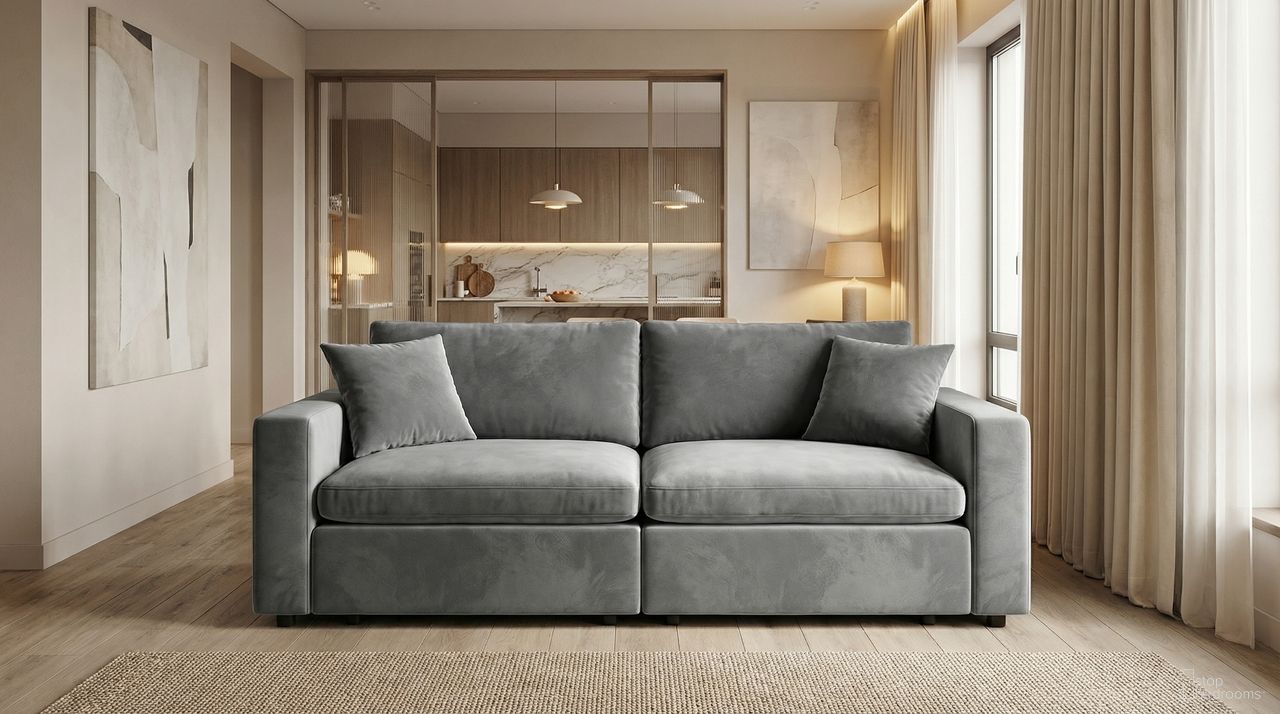 The appearance of Rosedale Modular Loveseat In Grey Velvet designed by Premier Home in the modern / contemporary interior design. This grey piece of furniture was selected by 1StopBedrooms from Rosedale Collection to add a touch of cosiness and style into your home. Sku: FS032-GR-AR;FS032-GR-AR;FS032-GR-AR;FS032-GR-AR;FS032-GR-ST;FS032-GR-ST. Material: Velvet.