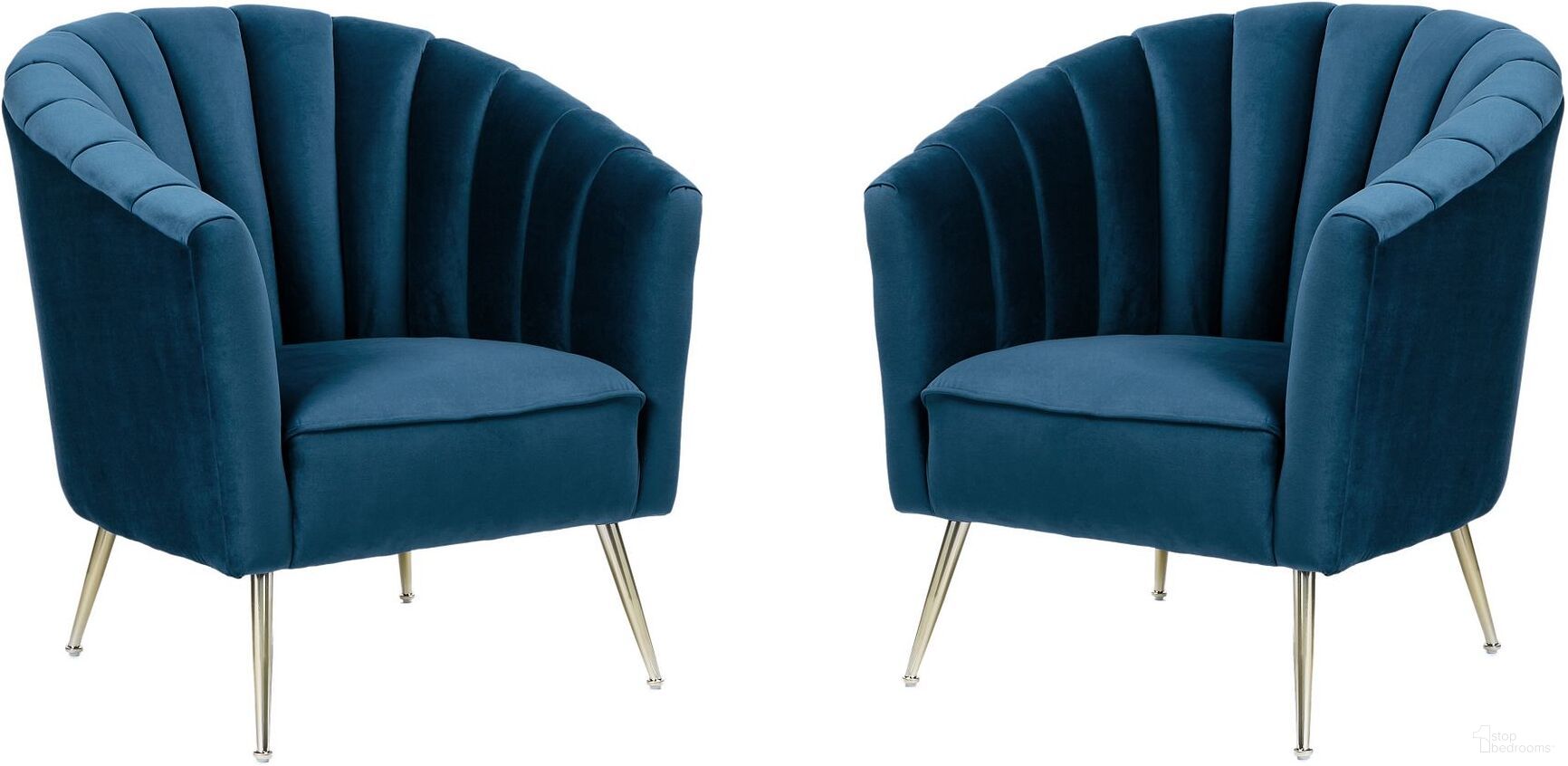 The appearance of Rosemont Accent Chair in Blue and Gold (Set of 2) designed by Manhattan Comfort in the transitional interior design. This blue and gold piece of furniture  was selected by 1StopBedrooms from Rosemont Collection to add a touch of cosiness and style into your home. Sku: AC056-BL;AC056-BL. Material: Wood.