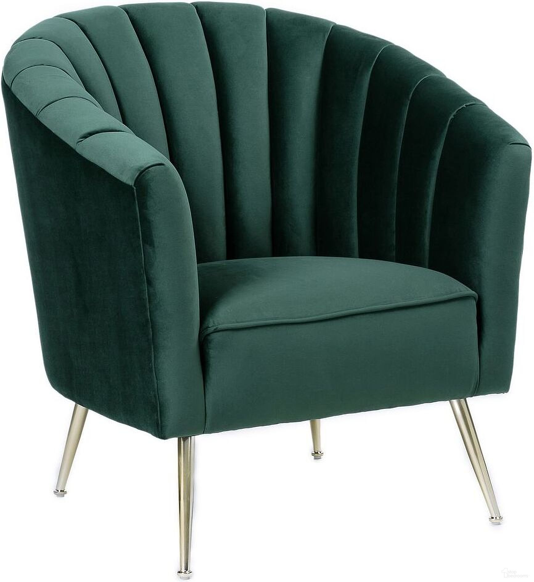 The appearance of Rosemont Accent Chair in Green and Gold designed by Manhattan Comfort in the transitional interior design. This green piece of furniture  was selected by 1StopBedrooms from Rosemont Collection to add a touch of cosiness and style into your home. Sku: AC056-GR. Material: Wood.