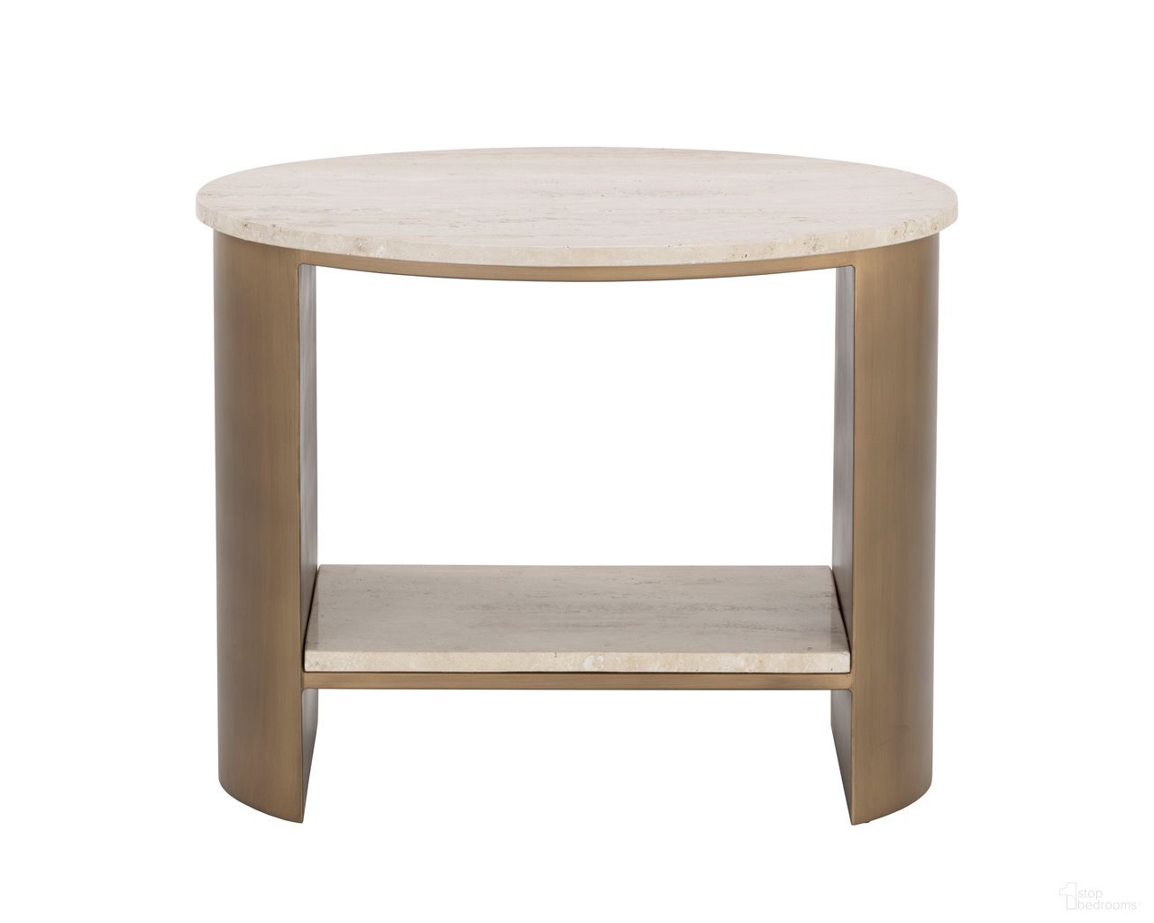 Roshni Side Table In Natural and Antique Gold