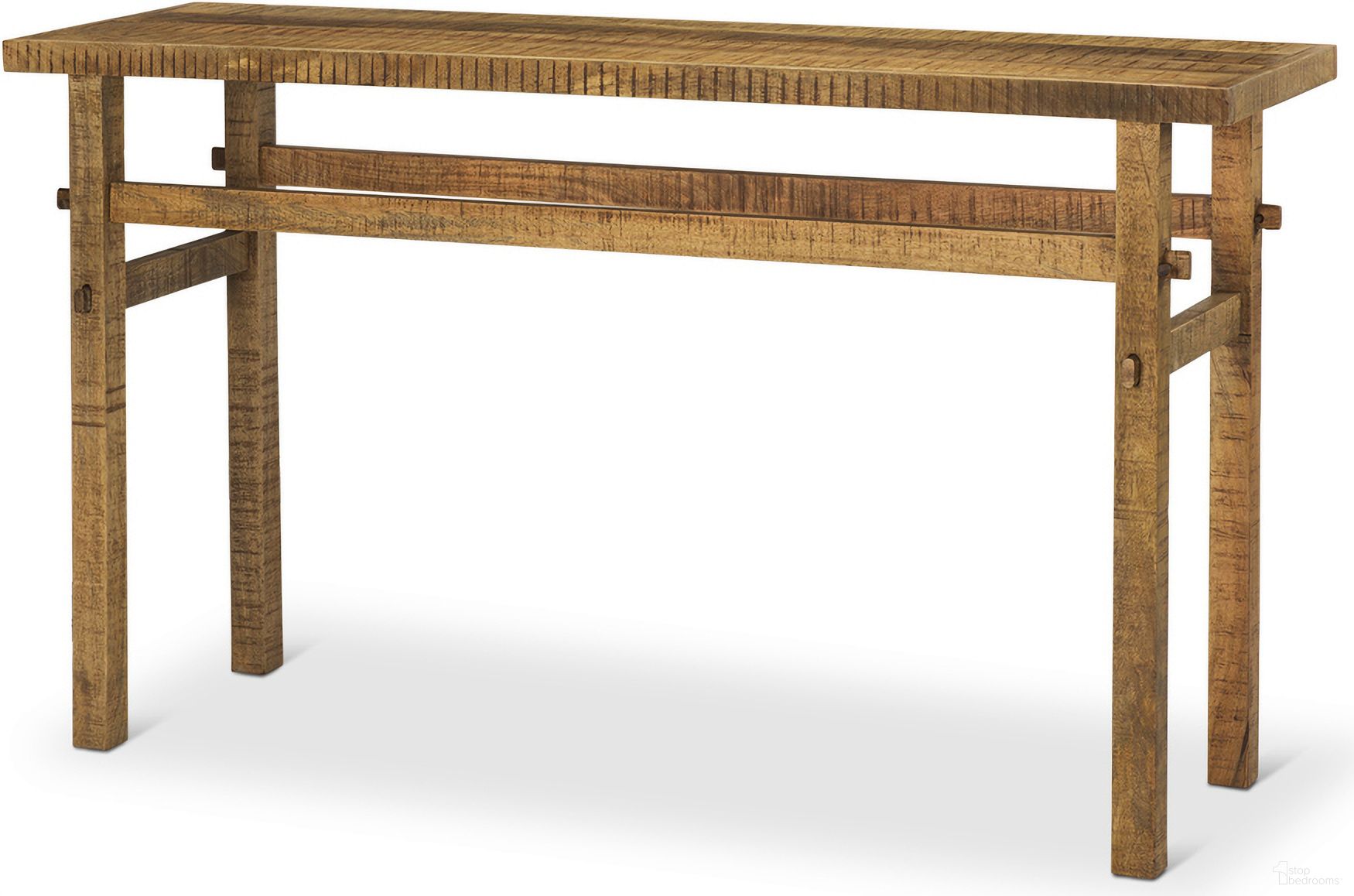 The appearance of Rosie 54 Inch Console Table In Medium Brown designed by Mercana in the modern / contemporary interior design. This medium brown piece of furniture  was selected by 1StopBedrooms from Rosie Collection to add a touch of cosiness and style into your home. Sku: 70493. Material: Wood.