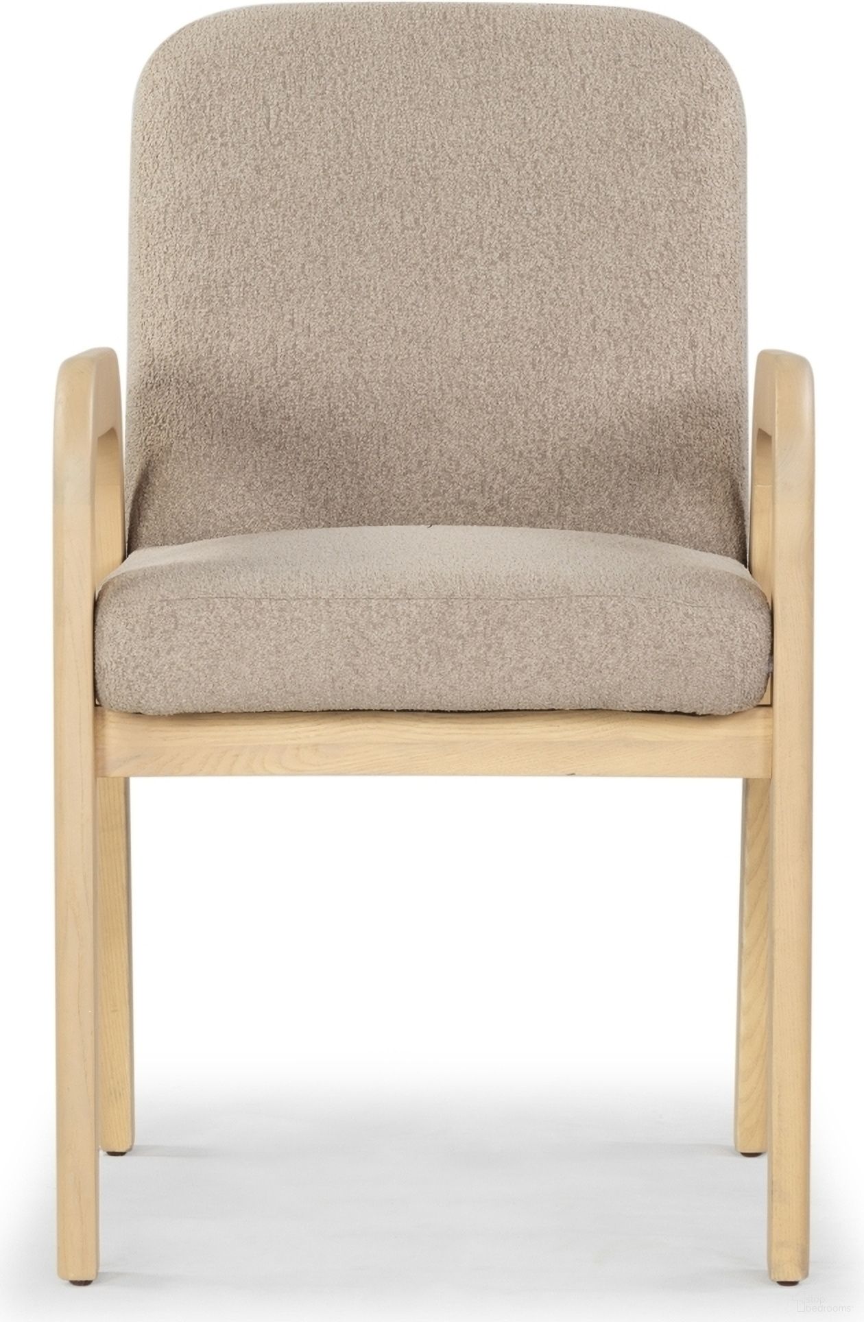 The appearance of Roslina Boucle Dining Chair In Light Brown and Natural designed by Safavieh Couture in the modern / contemporary interior design. This light brown and natural piece of furniture was selected by 1StopBedrooms from Roslina Collection to add a touch of cosiness and style into your home. Sku: SFV6105B. Material: Wood. Chair Type: Arm Chair.