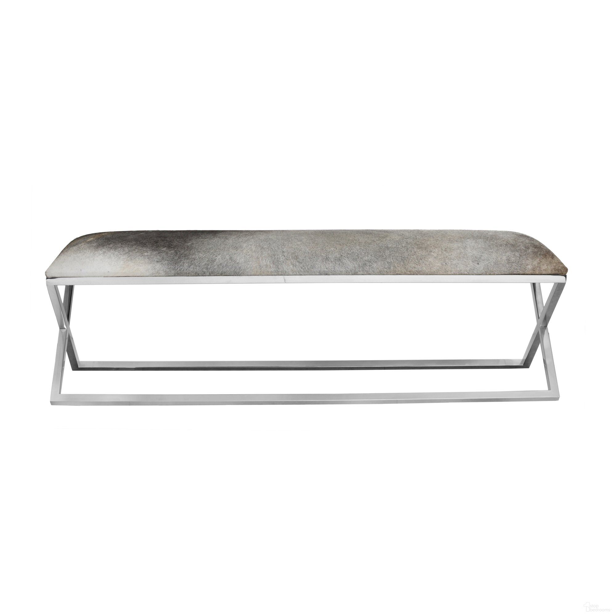 The appearance of Rossi Grey Bench designed by Moes Home in the modern / contemporary interior design. This gray piece of furniture  was selected by 1StopBedrooms from Rossi Collection to add a touch of cosiness and style into your home. Sku: OT-1011-15. Material: Cow Hide.
