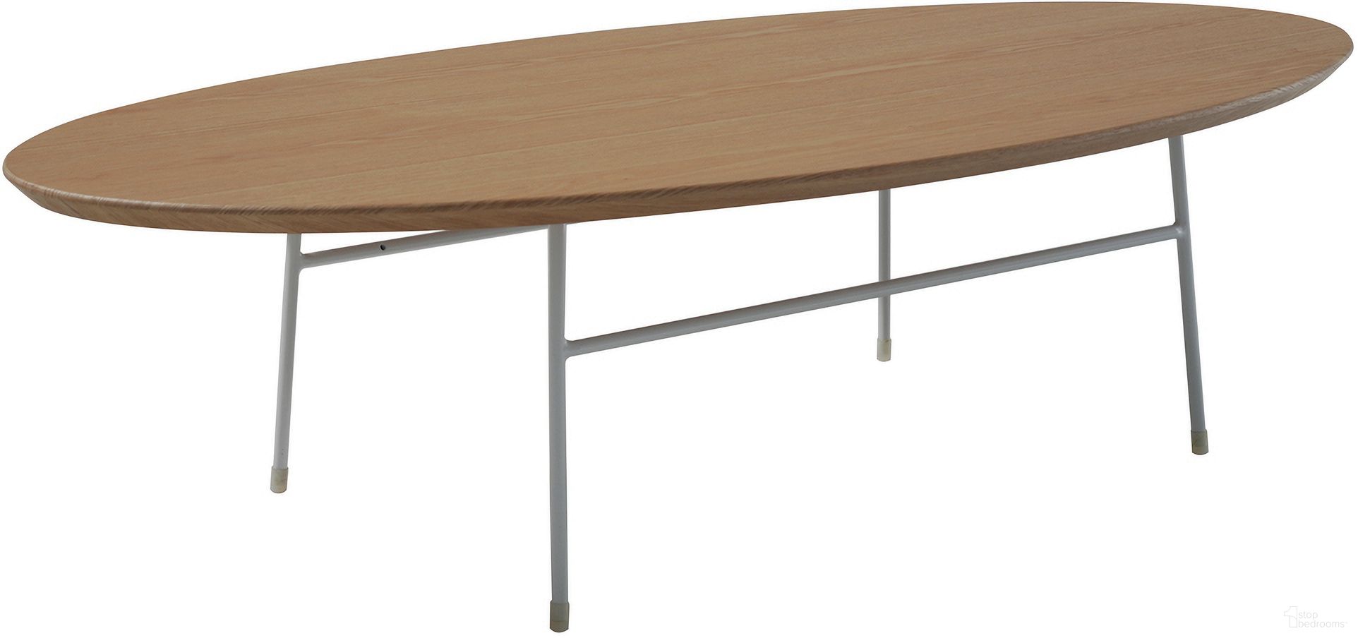 The appearance of Rossmore Oval Coffee Table In Natural Wood In Natural Wood/Grey designed by LeisureMod in the transitional interior design. This natural wood piece of furniture  was selected by 1StopBedrooms from Rossmore Collection to add a touch of cosiness and style into your home. Sku: RSW-46NW. Material: MDF.
