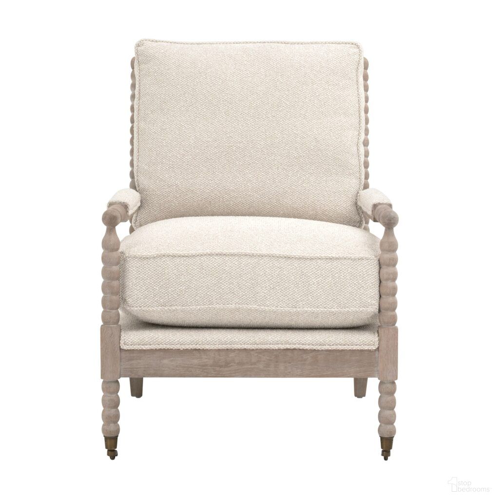 Rouleau Club Chair In Gellar Linen and Natural Gray