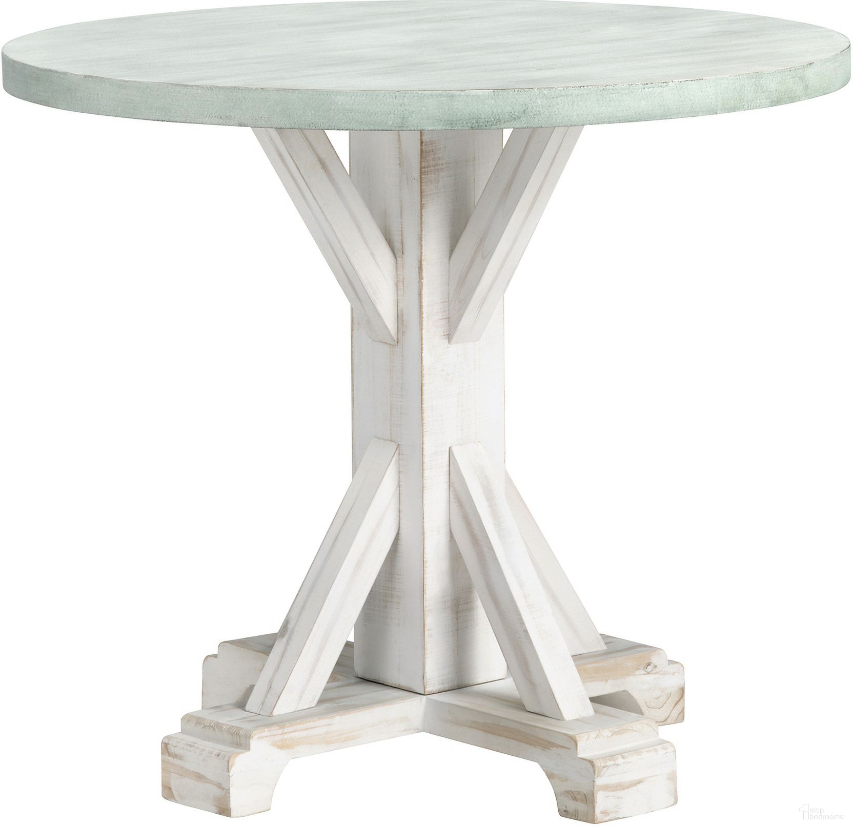 The appearance of Round Accent/End Table In Blue and White designed by Crestview Collection in the coastal interior design. This blue/white piece of furniture  was selected by 1StopBedrooms from  to add a touch of cosiness and style into your home. Sku: CVFZR6206. Material: Solid Wood.