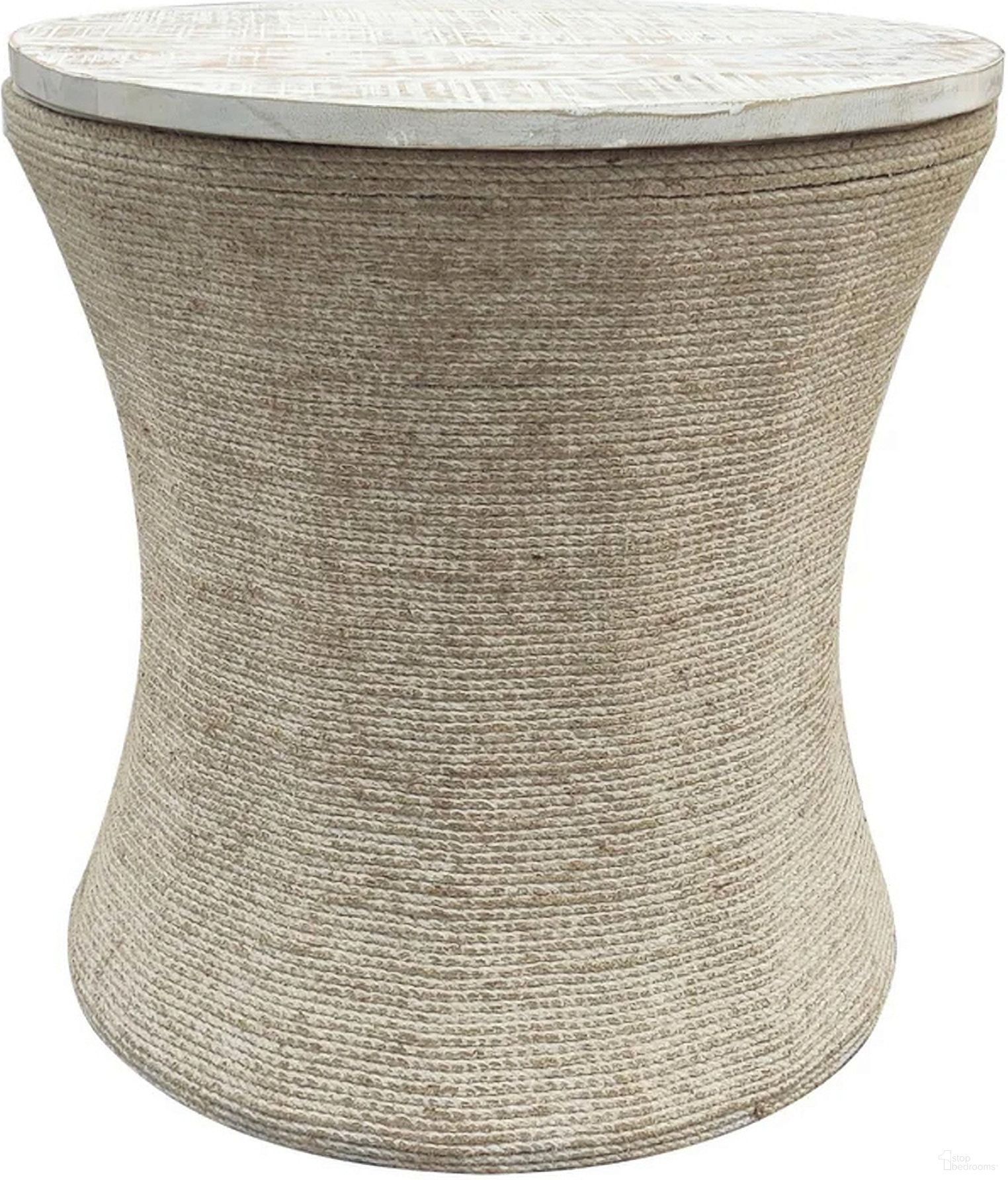 The appearance of Round Accent/End Table In Tan and White designed by Crestview Collection in the coastal interior design. This tan/white piece of furniture  was selected by 1StopBedrooms from  to add a touch of cosiness and style into your home. Sku: CVFNR4231. Material: Solid Wood.